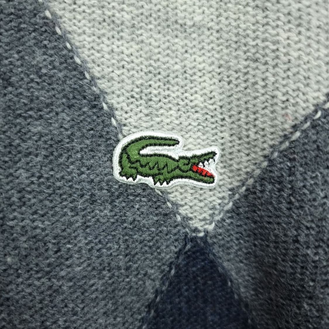 [라코스테] 로고 패치 아가일 체크 니트 그레이 M18978 상품이미지6