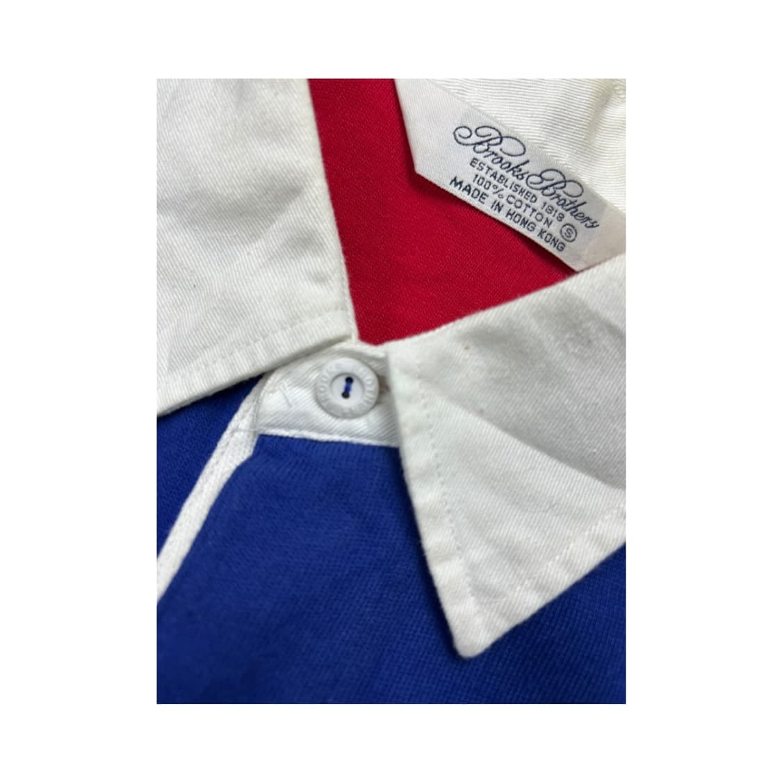 SL)브룩스브라더스 80s-90s 블루 컬러블록 로고 럭비티 T-097 상품이미지2