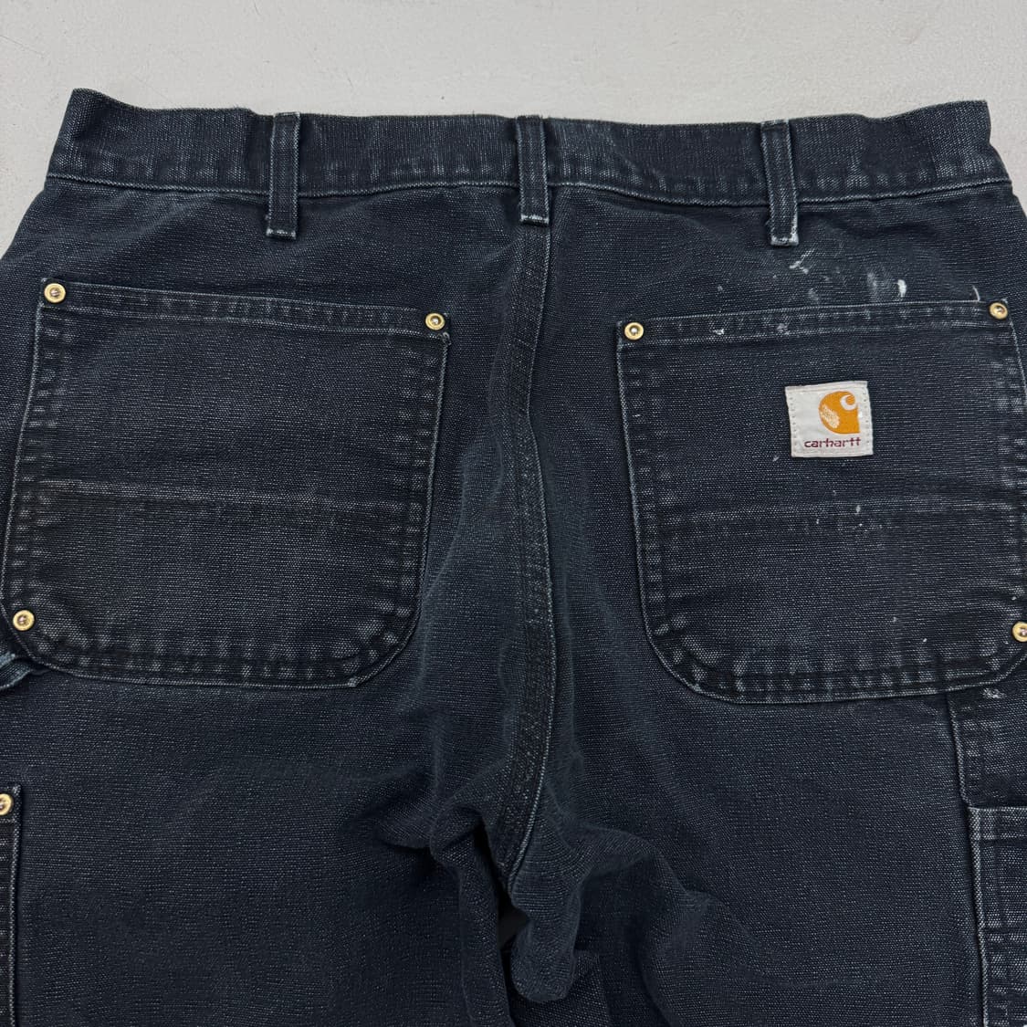 칼하트 OG 더블니 블랙 덕캔버스 하드 페이딩 카펜터 와이드 워크팬츠 상품이미지6