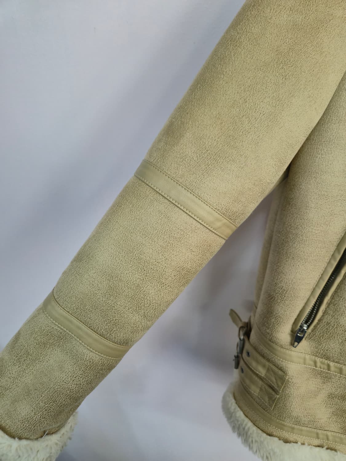 VANAKE 무스탕 라이더 자켓 베이지 상품이미지4