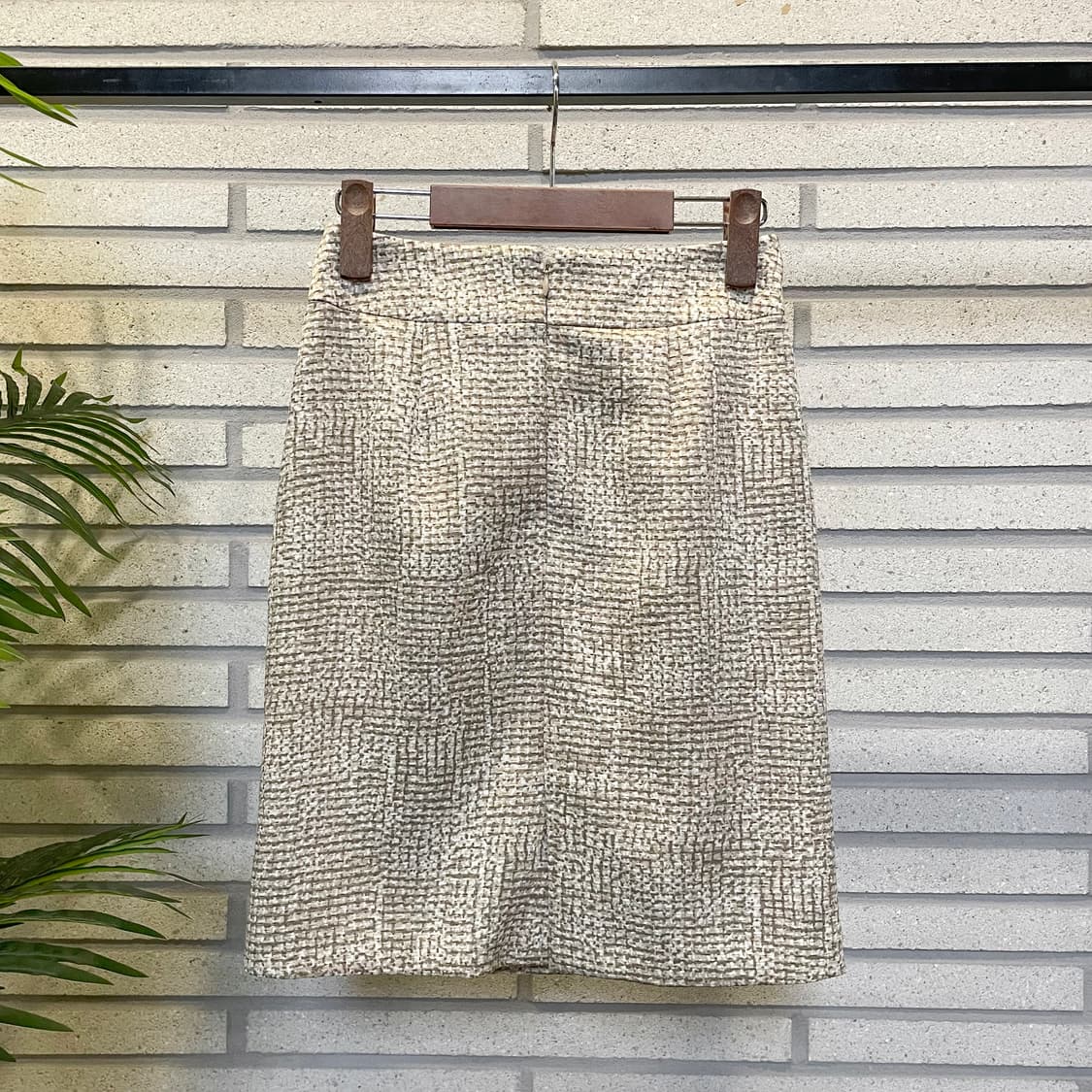 JPN VINTAGE 미니 스커트 텍스처위브 핀턱 디테일 아이보리 상품이미지3