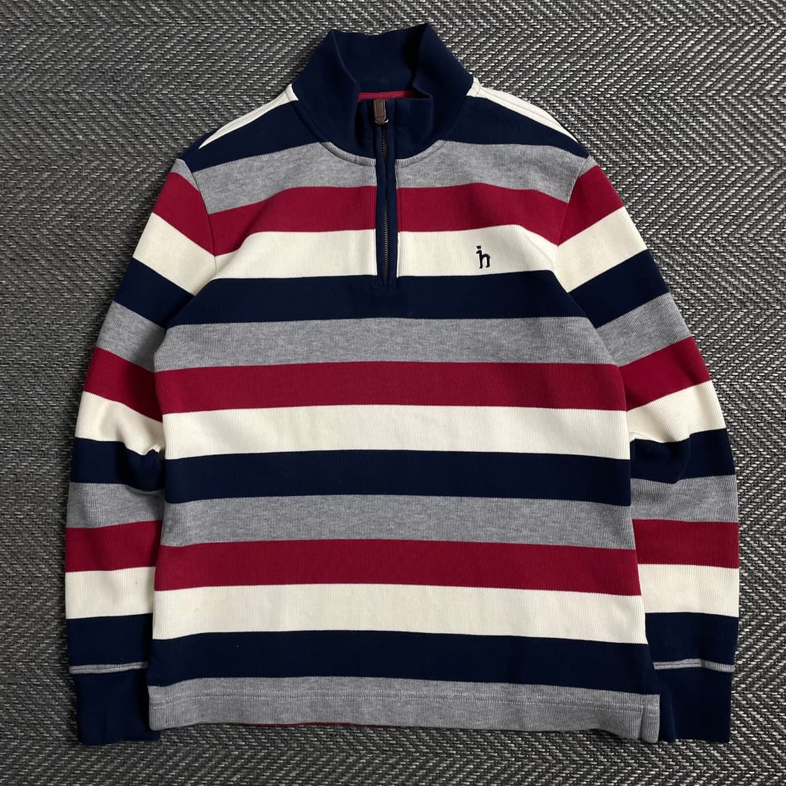 Hazzys 스트라이프 니트 카라 긴팔 반집업 티셔츠y 5000 상품이미지2