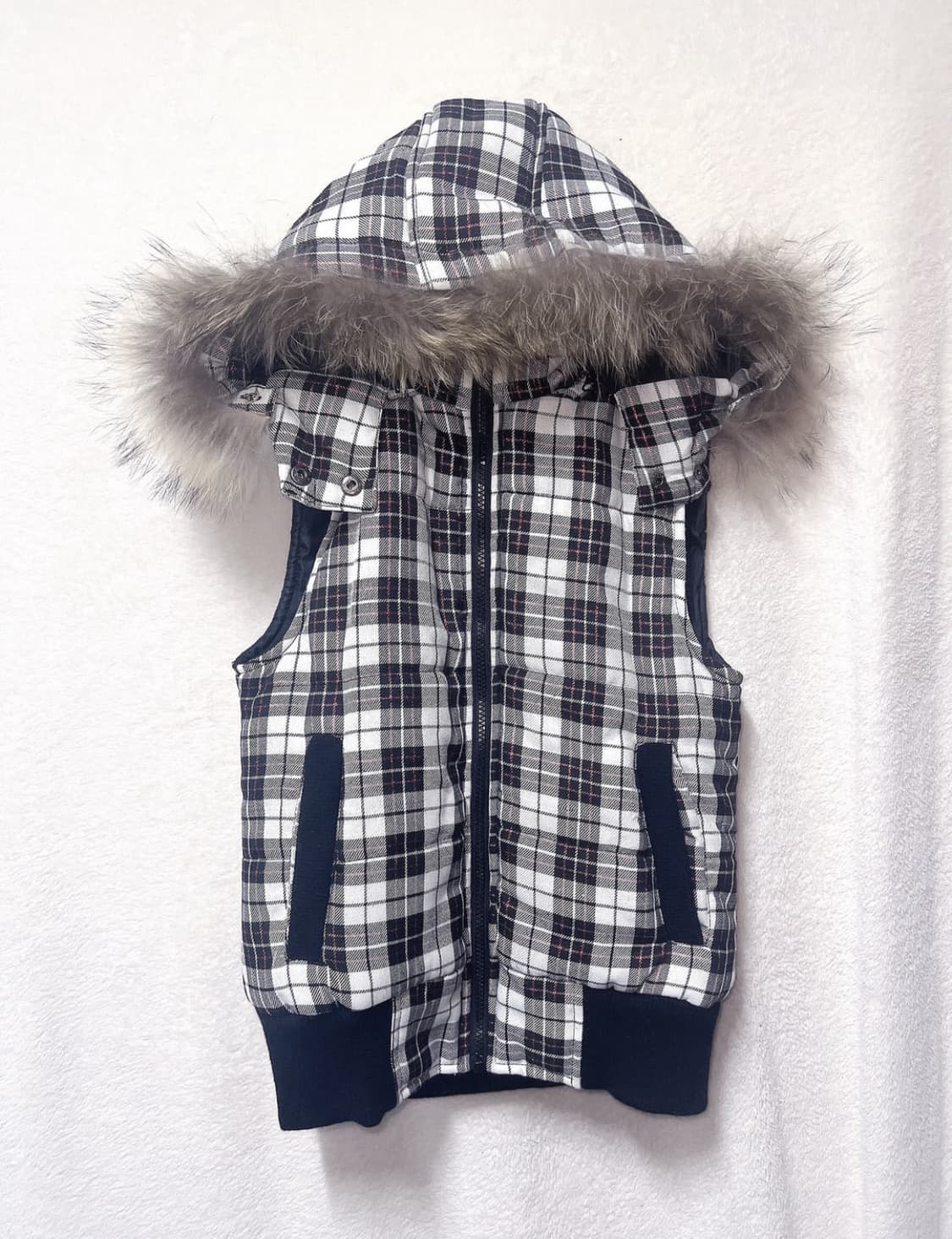 JPN Y2k 오네갸루 펑크 체그 패딩조끼  상품이미지1