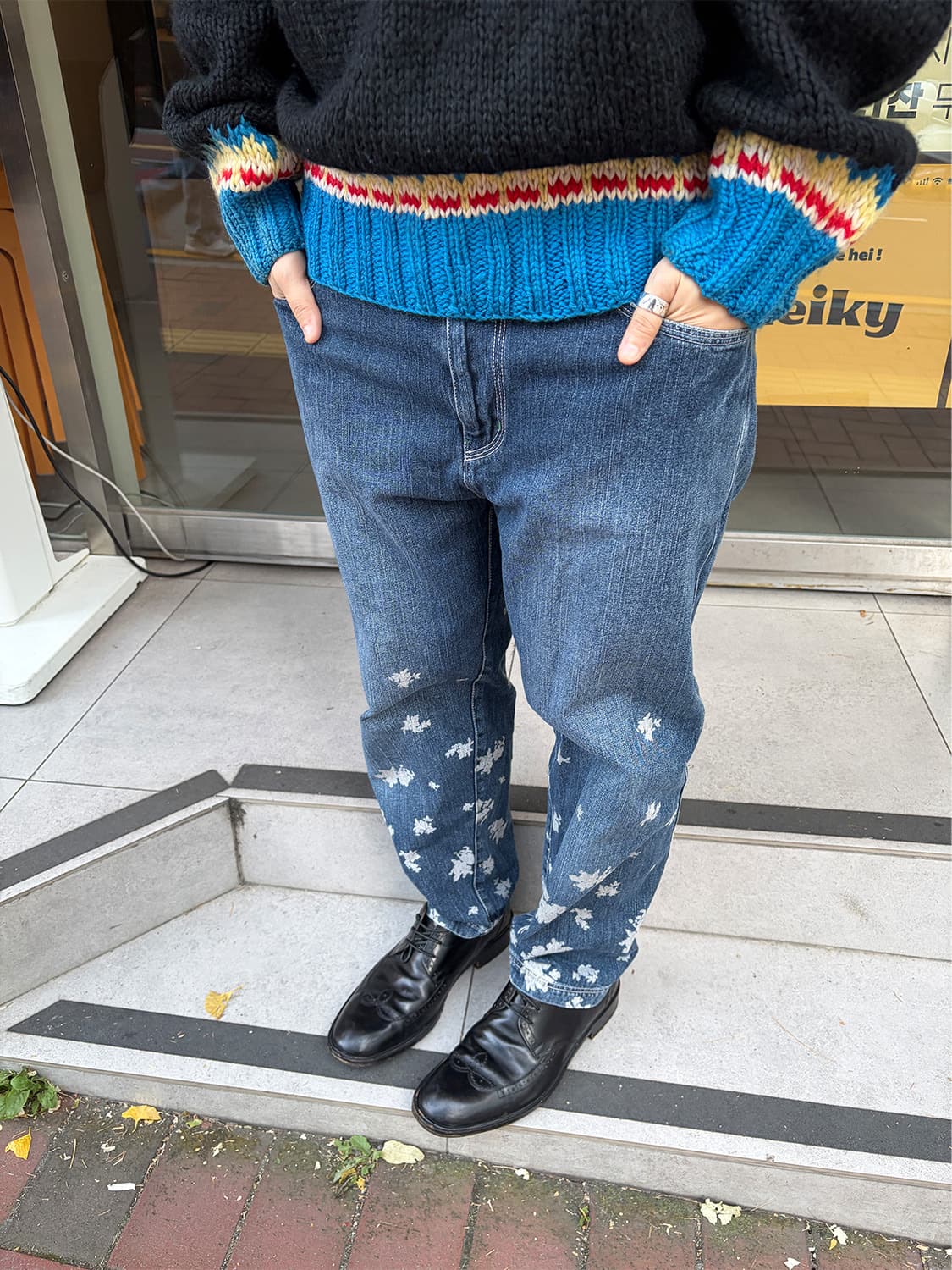 빈티지 플라워 패턴 데님 팬츠 상품이미지2