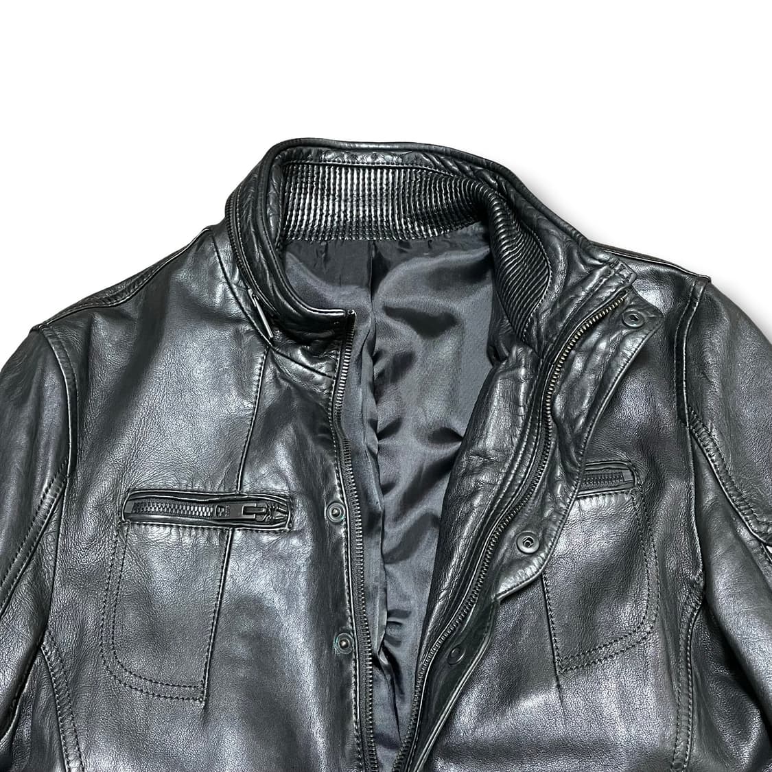 [M] SIEG 지이크 블랙 가죽 라이더 자켓 상품이미지2
