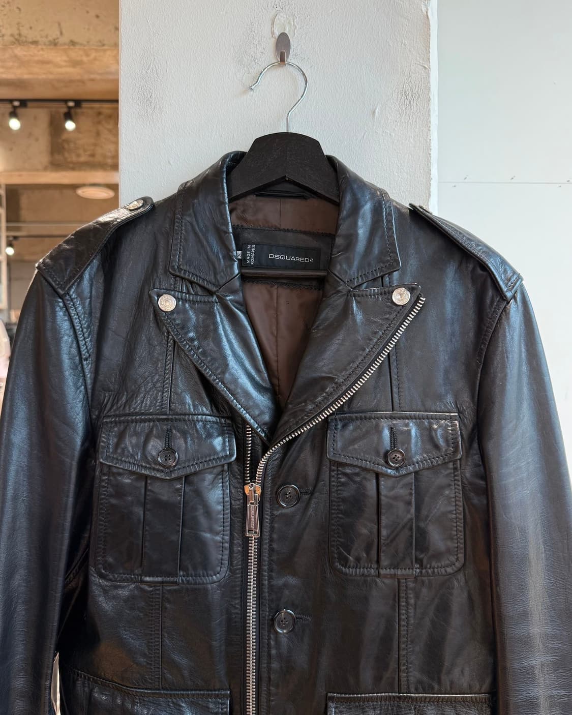 디스퀘어드2 블랙 램스킨 레더 자켓  상품이미지3