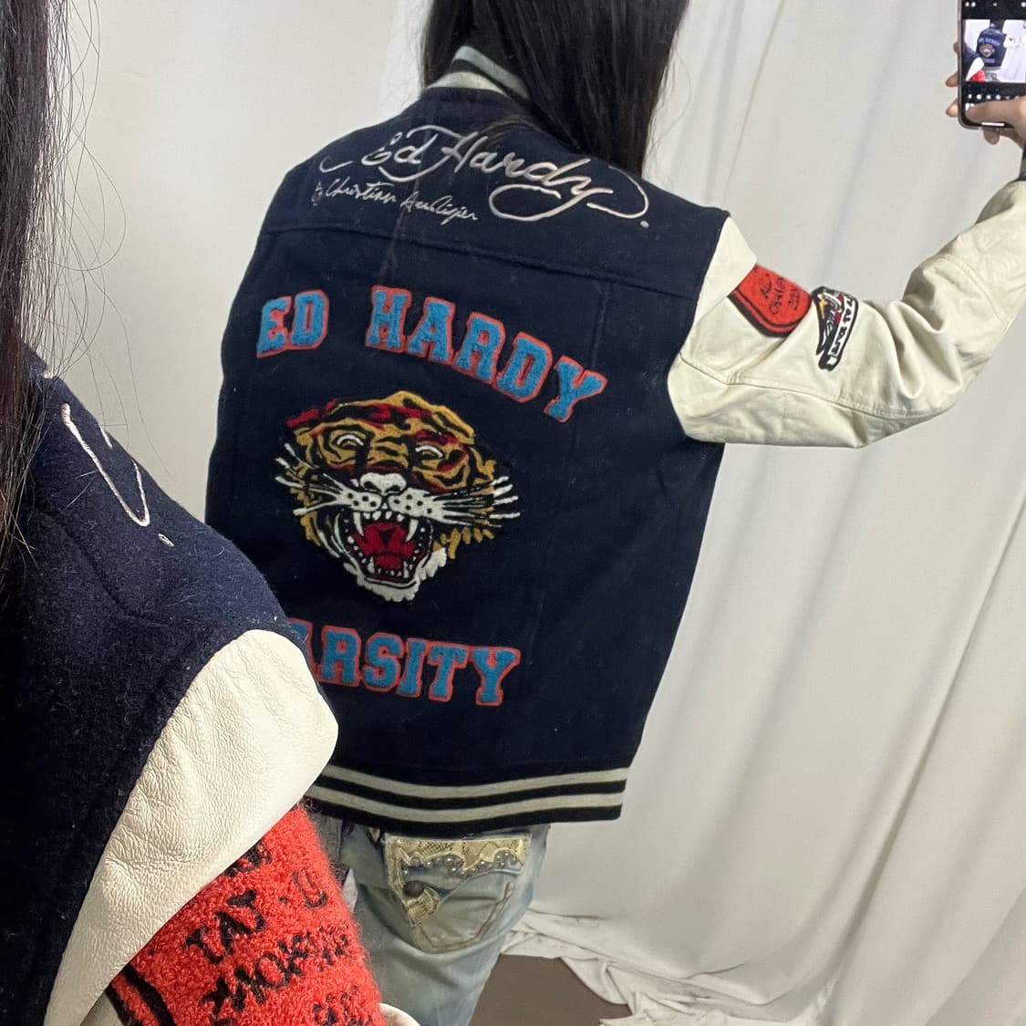 Ed Hardy Leather Sleeve Varsity Jacket 상품이미지3