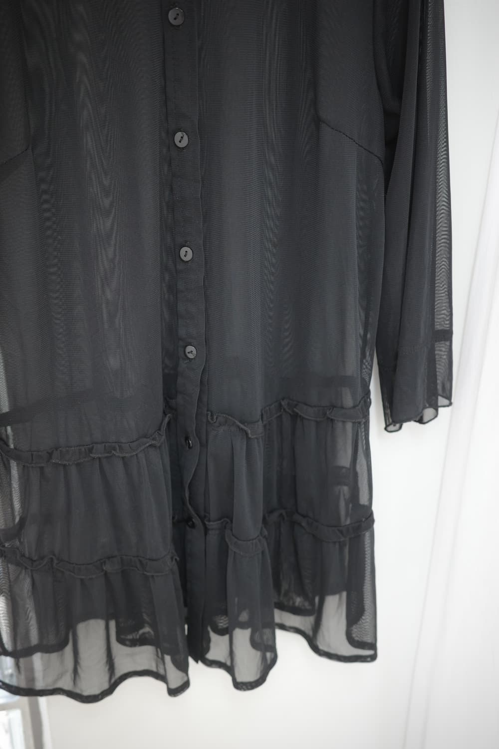 st.helena black see-through frill shirt 상품이미지6