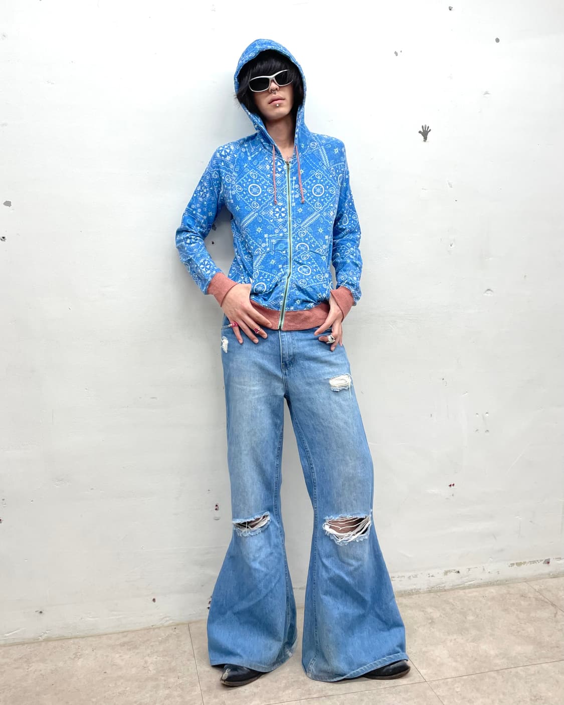 Blue & Blue Ethnic Hooded Zip-Up  상품이미지5