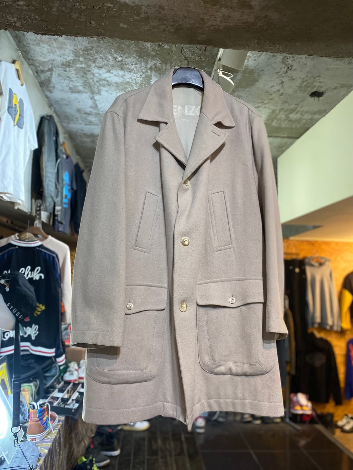 KENZO 겐조 베이지 컬러 싱글 코트 XL 상품이미지1