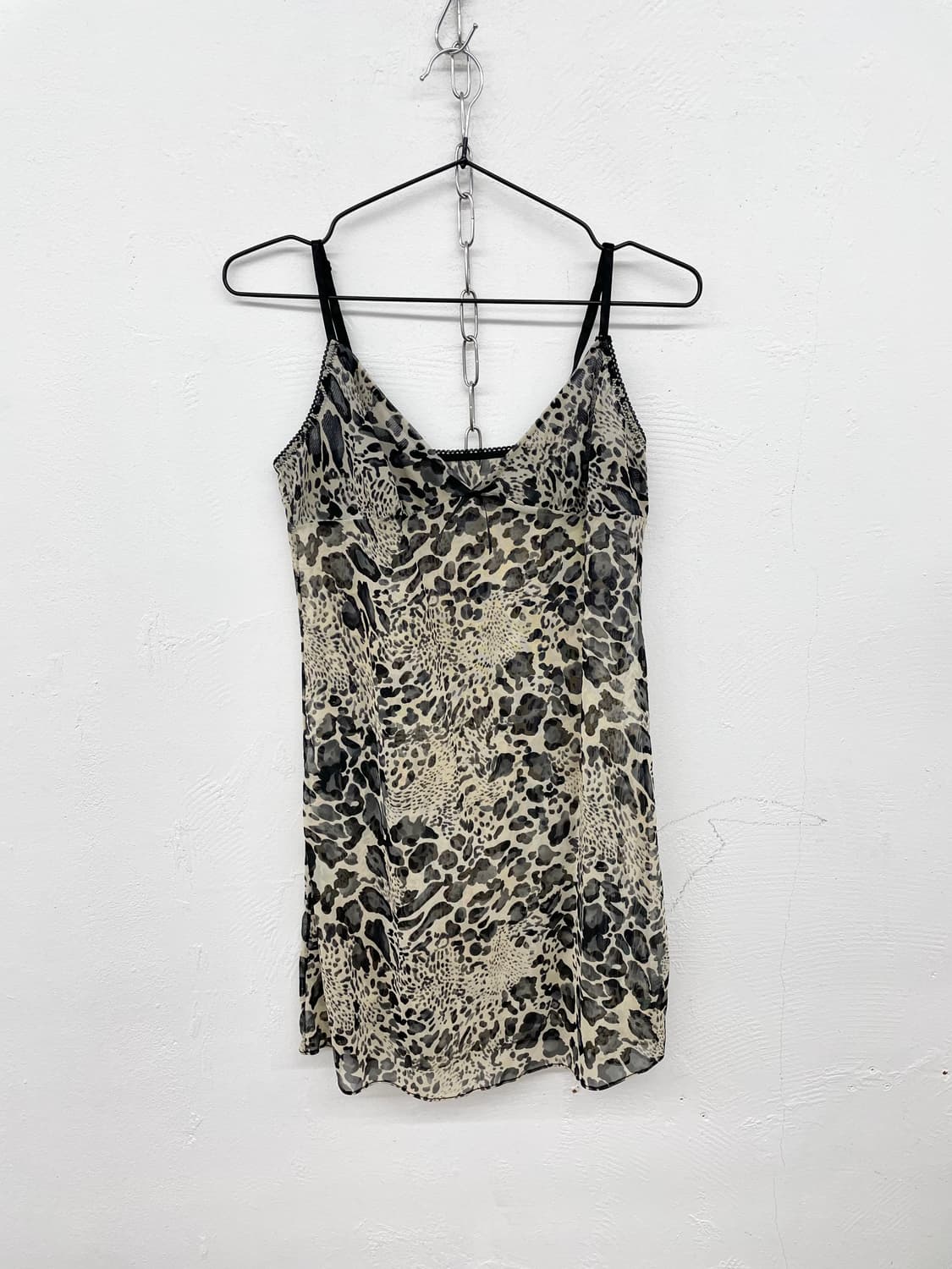 갸루 블랙 레오파드 메쉬 원피스 상품이미지4