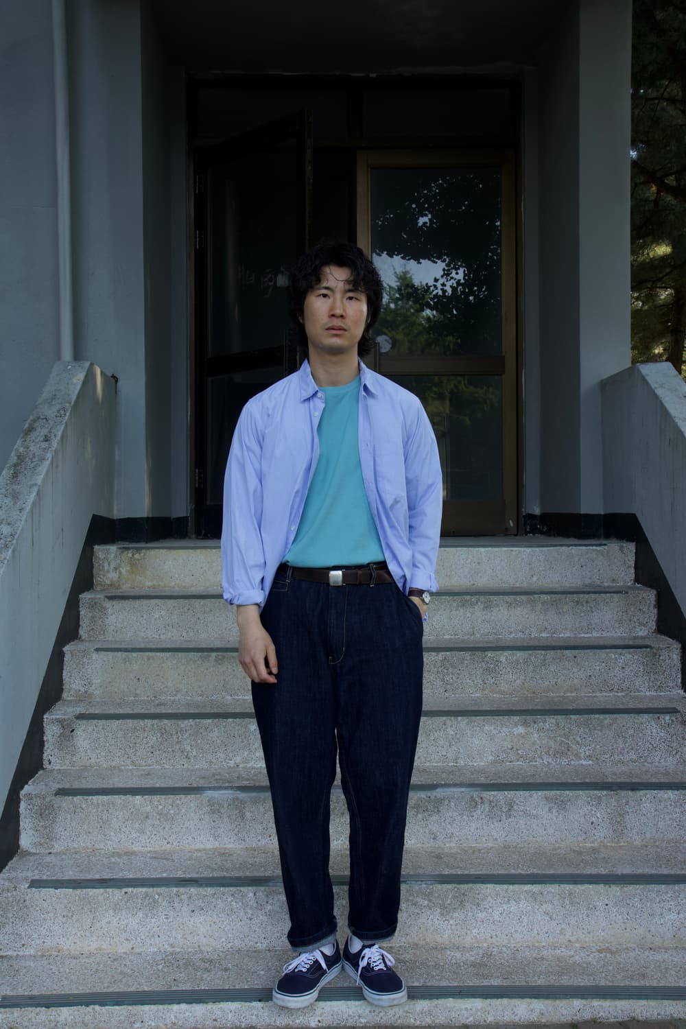 Aton 기자 브로드 스탠다드 셔츠 블루 상품이미지9