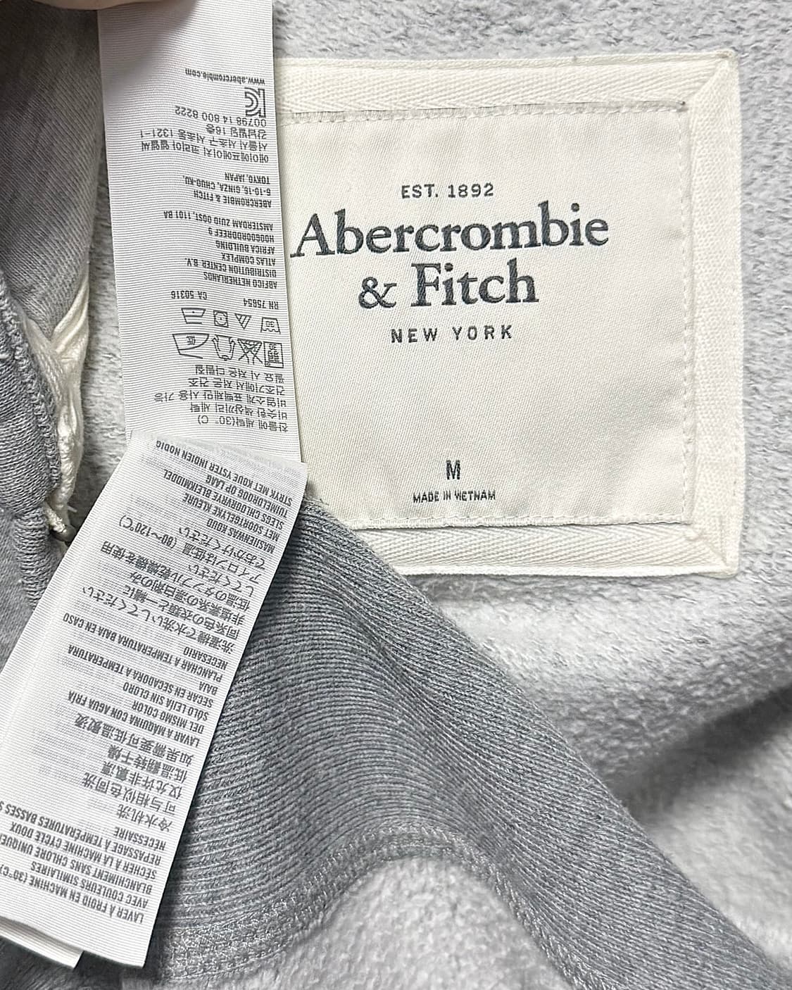 아베크롬비 후드 집업 스웻 M 95 y2k 그레이 회색 피치 기모 빈티지 상품이미지6