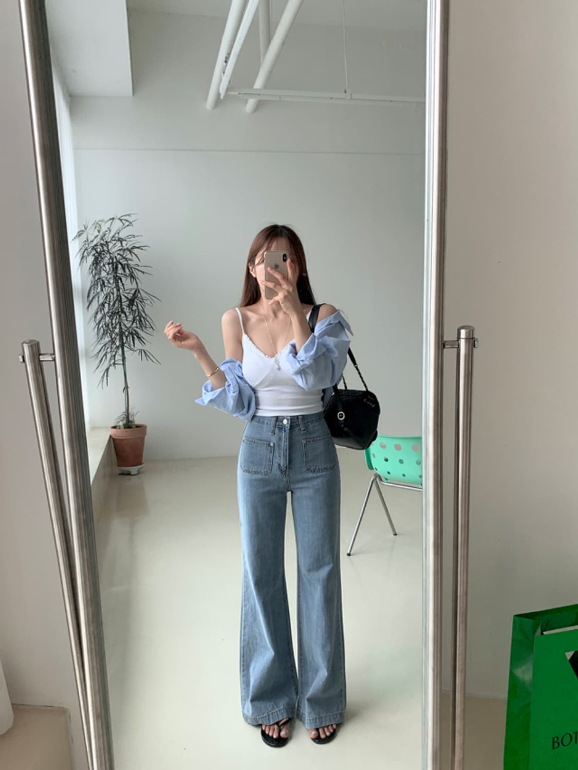 워싱존예 라이트블루 와이드 데님 팬츠 새상품 상품이미지6