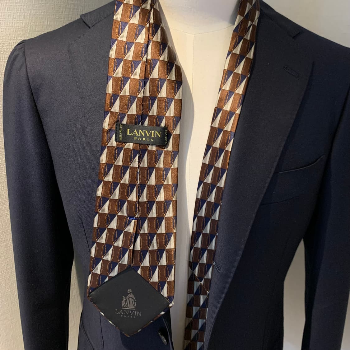 랑방(LANVIN) 명품넥타이 기하학적패턴 정장코디 A등급 상품이미지2