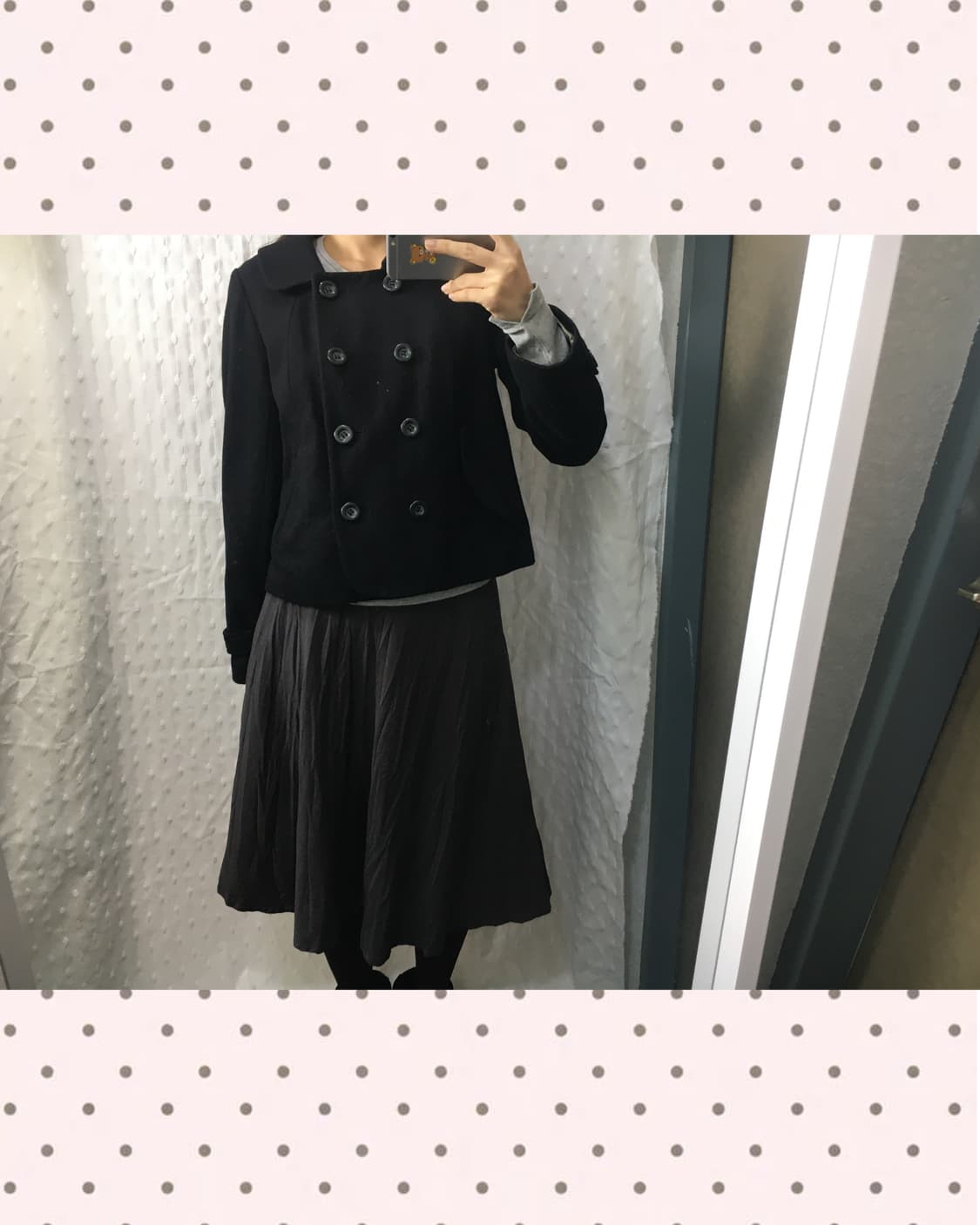 블랙 카라 울혼방 숏코트 상품이미지2