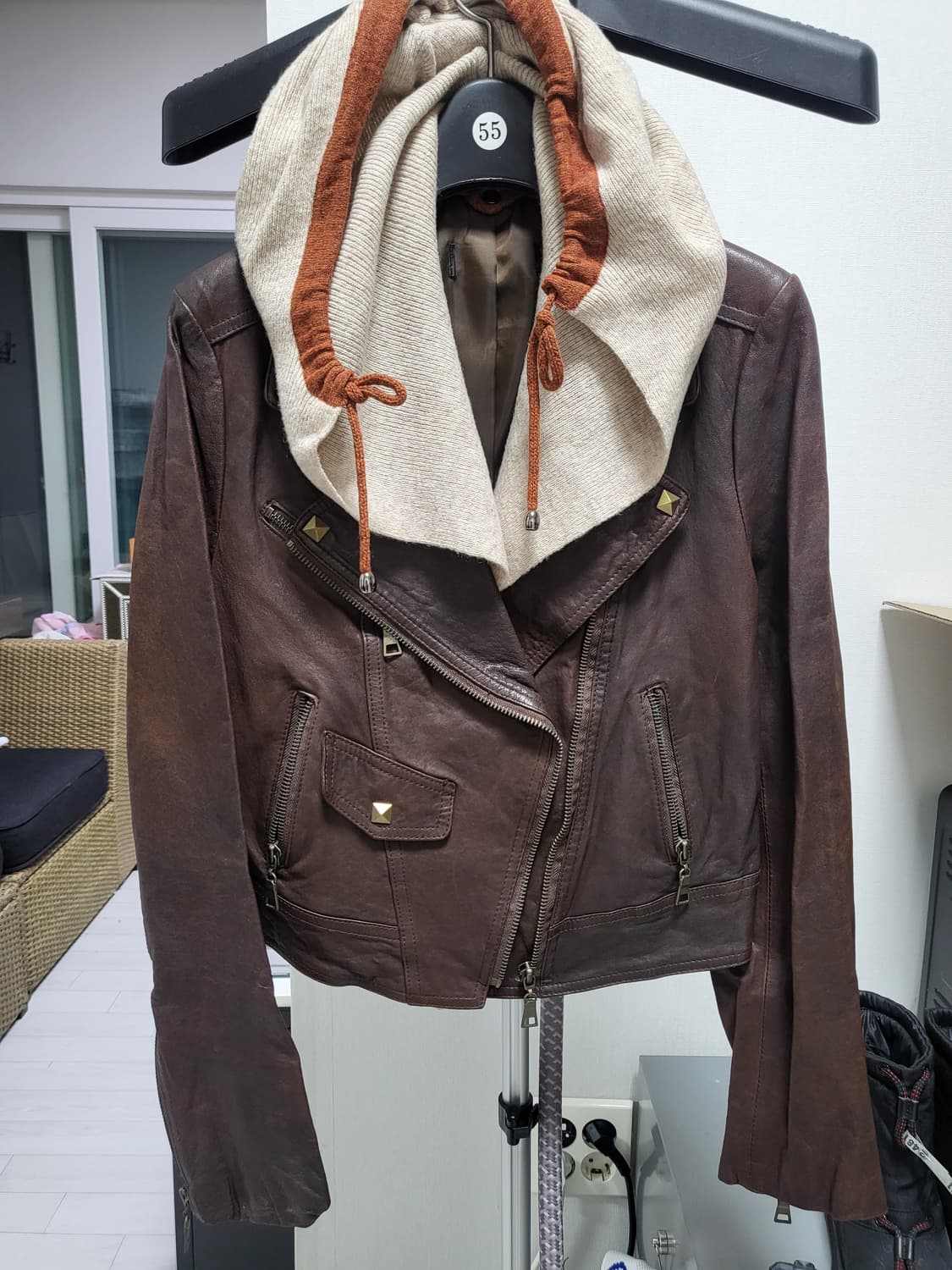 (새제품세일)천연 2웨이 가죽자켓 (후드탈부착) 상품이미지1