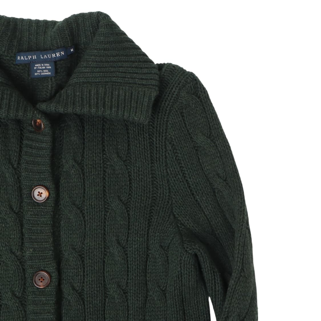 랄프로렌 딥 그린 엘보우패치 울 캐시미어 가디건 상품이미지3