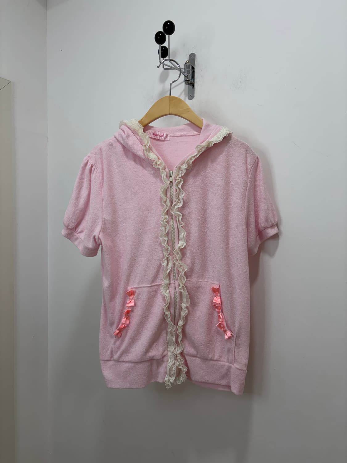 Sugar doll 히메갸루 슈가돌 토끼 리본 반팔 후드집업 세트 셋업 상품이미지3