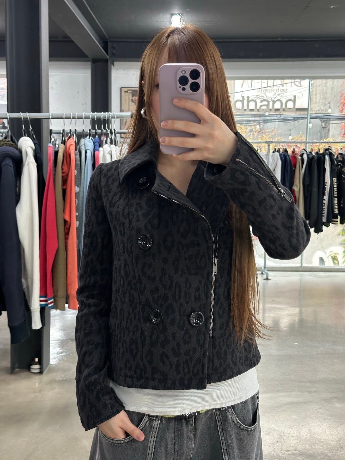 히스테릭글래머 레오파드 사선지퍼 버튼 울자켓 상품이미지5