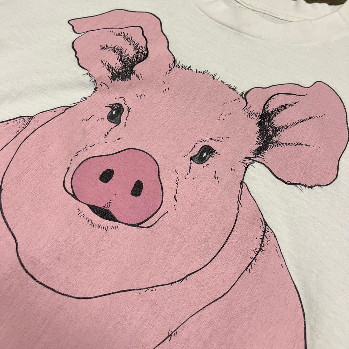 90s Big Face Pig 돼지 티셔츠 (105) 상품이미지3
