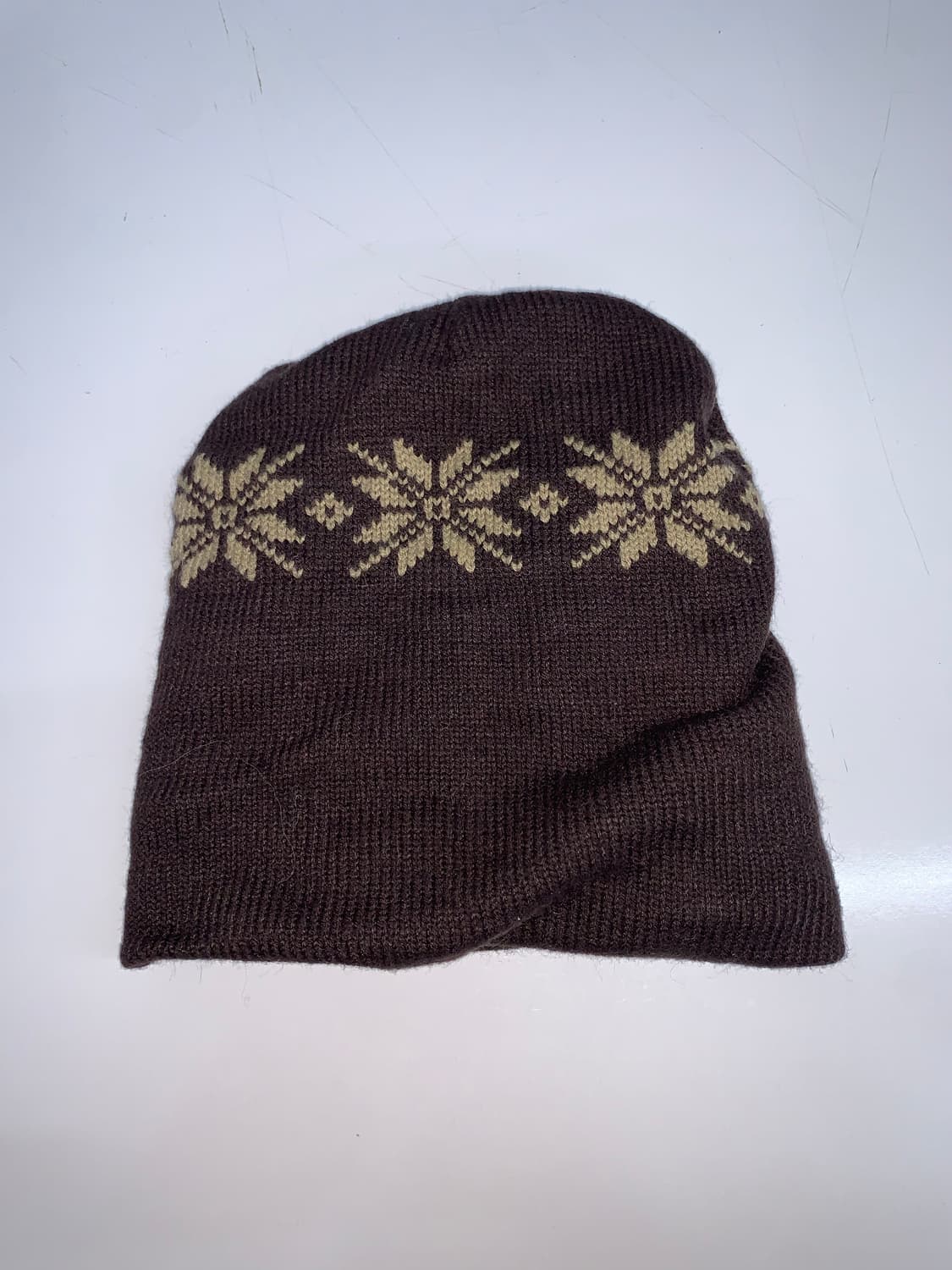 브라운 눈꽃 패턴 비니 상품이미지3