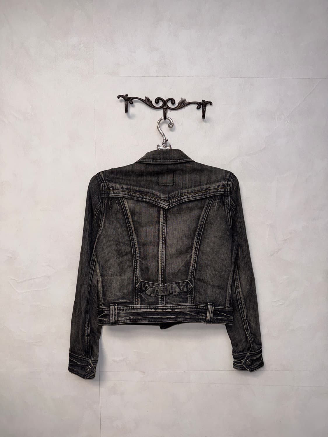 Washing black denim pocket detail jk  상품이미지3