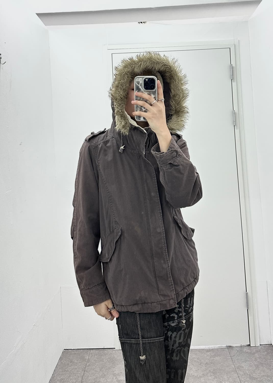 Grunge fur padded jacket 상품이미지2