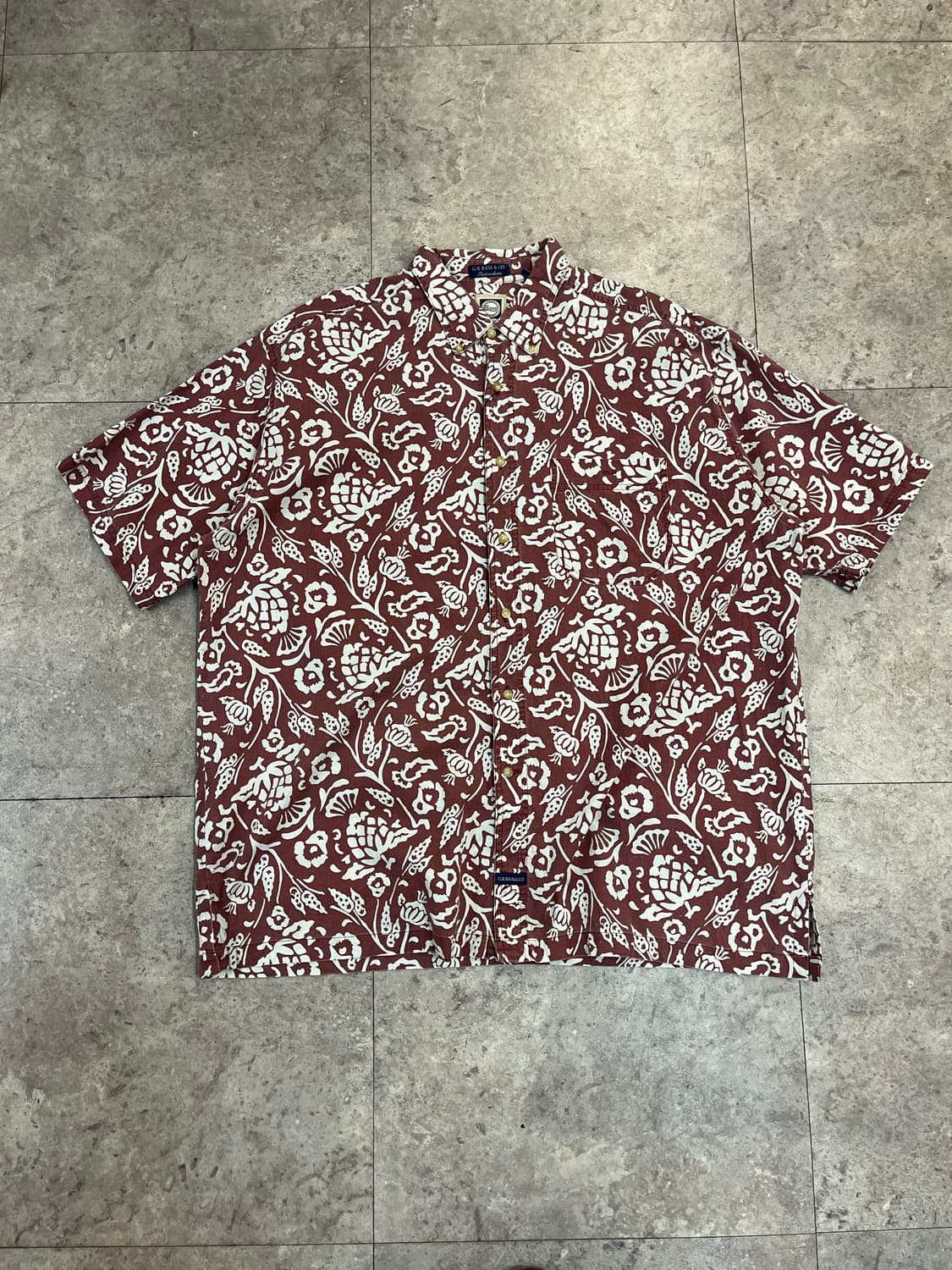 빈티지 하와이안 패턴 반팔 셔츠 레드브라운 XL #csz3714 상품이미지4