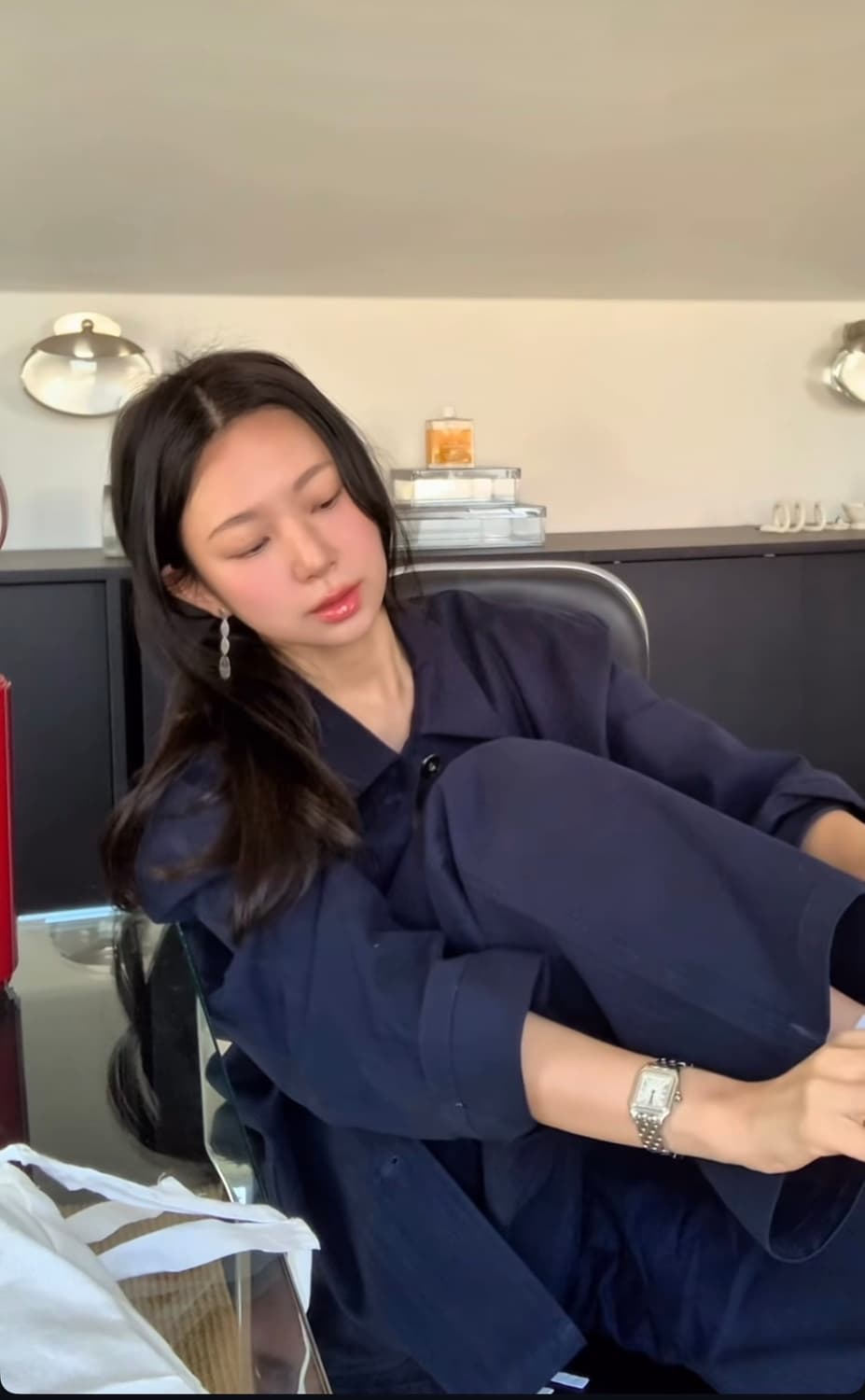 새상품) 파르벵 farven 헤링본 워크 네이비 자켓+팬츠 M 세트 상품이미지2