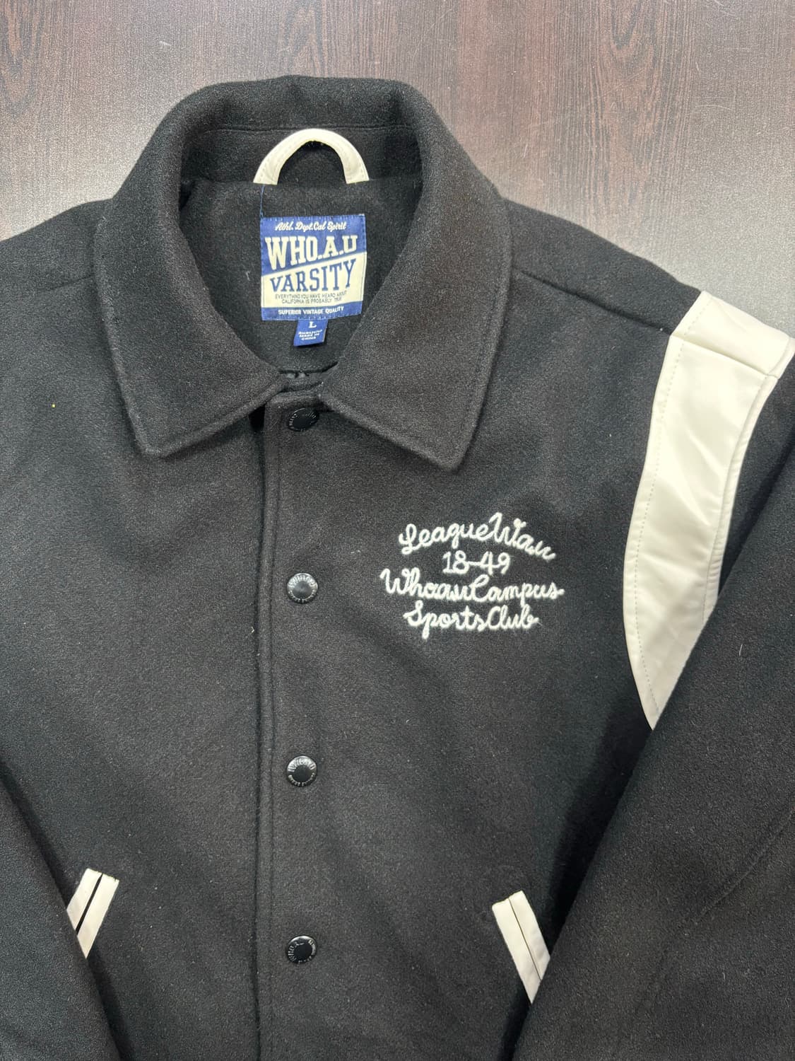 WHO.A.U 바시티 자켓 블랙 L 상품이미지2