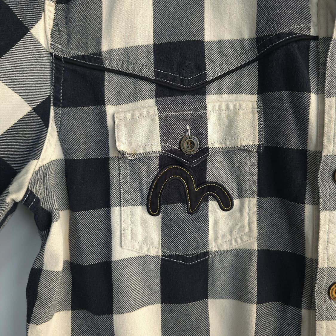 에비수 EVISU 체크 셔츠 블랙/화이트 XL 상품이미지3