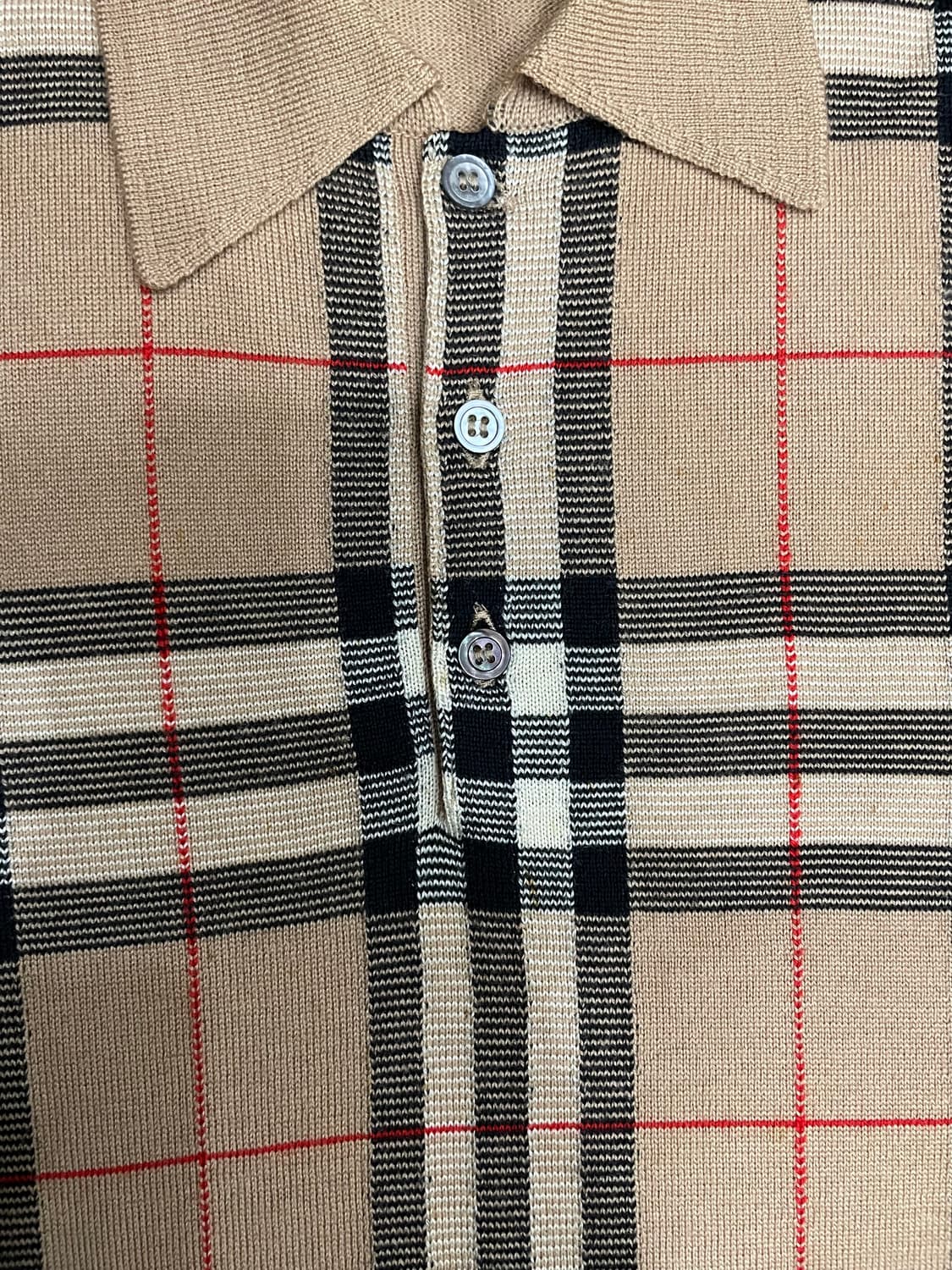 버버리 90s 노바체크 메리노울 카라넥 니트 베이지 상품이미지4