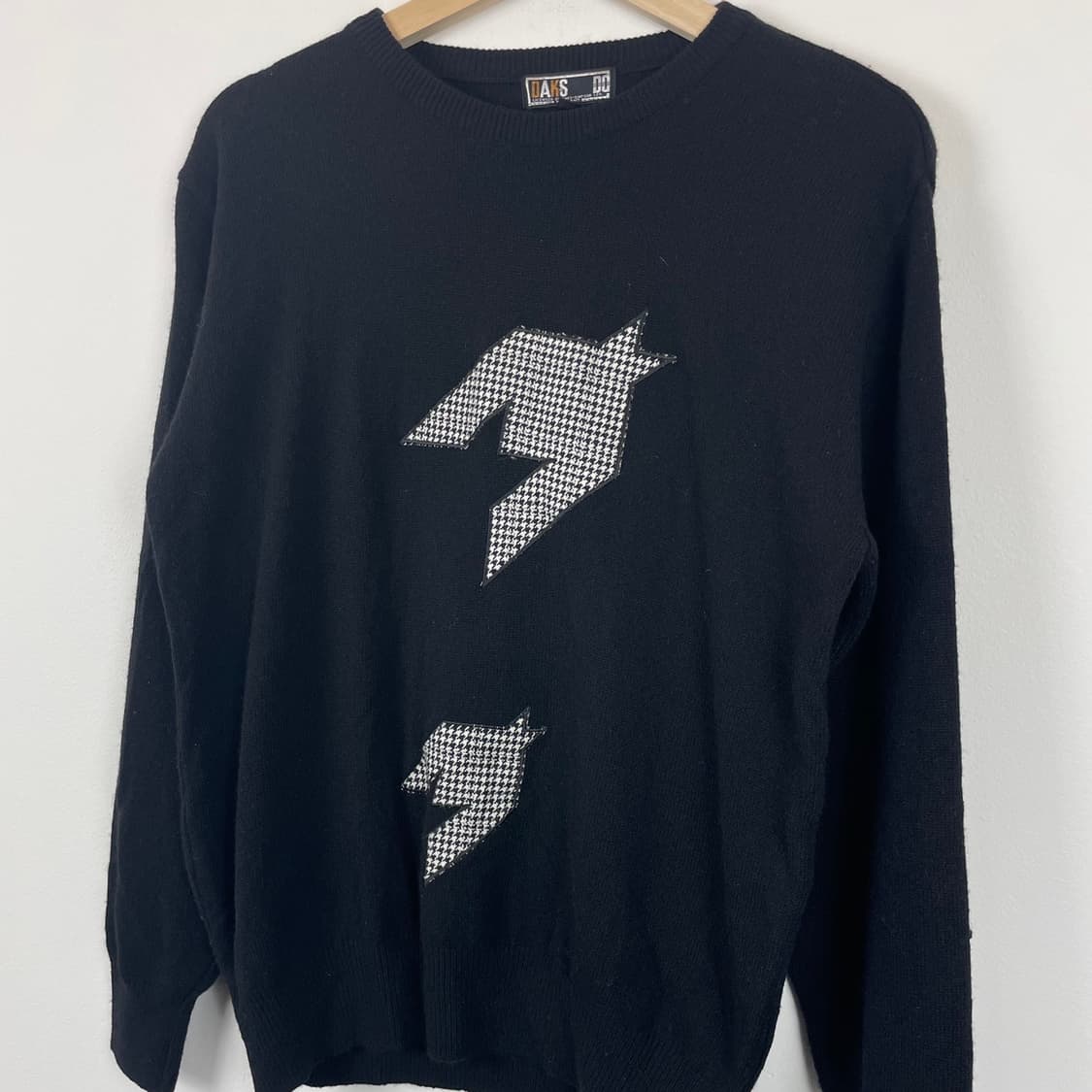 DAKS 울 100% 하운드투스 체크 패턴 포인트 니트 상품이미지3