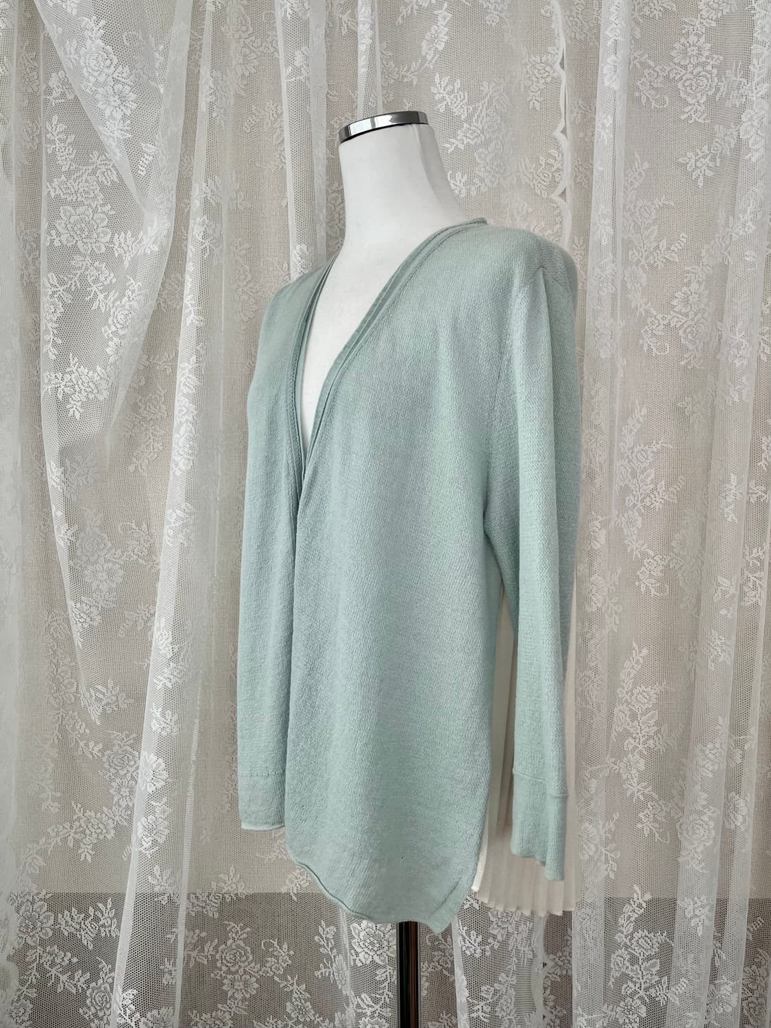 F) 한섬 SJSJ 플리츠 린넨 가디건 민트 상품이미지2