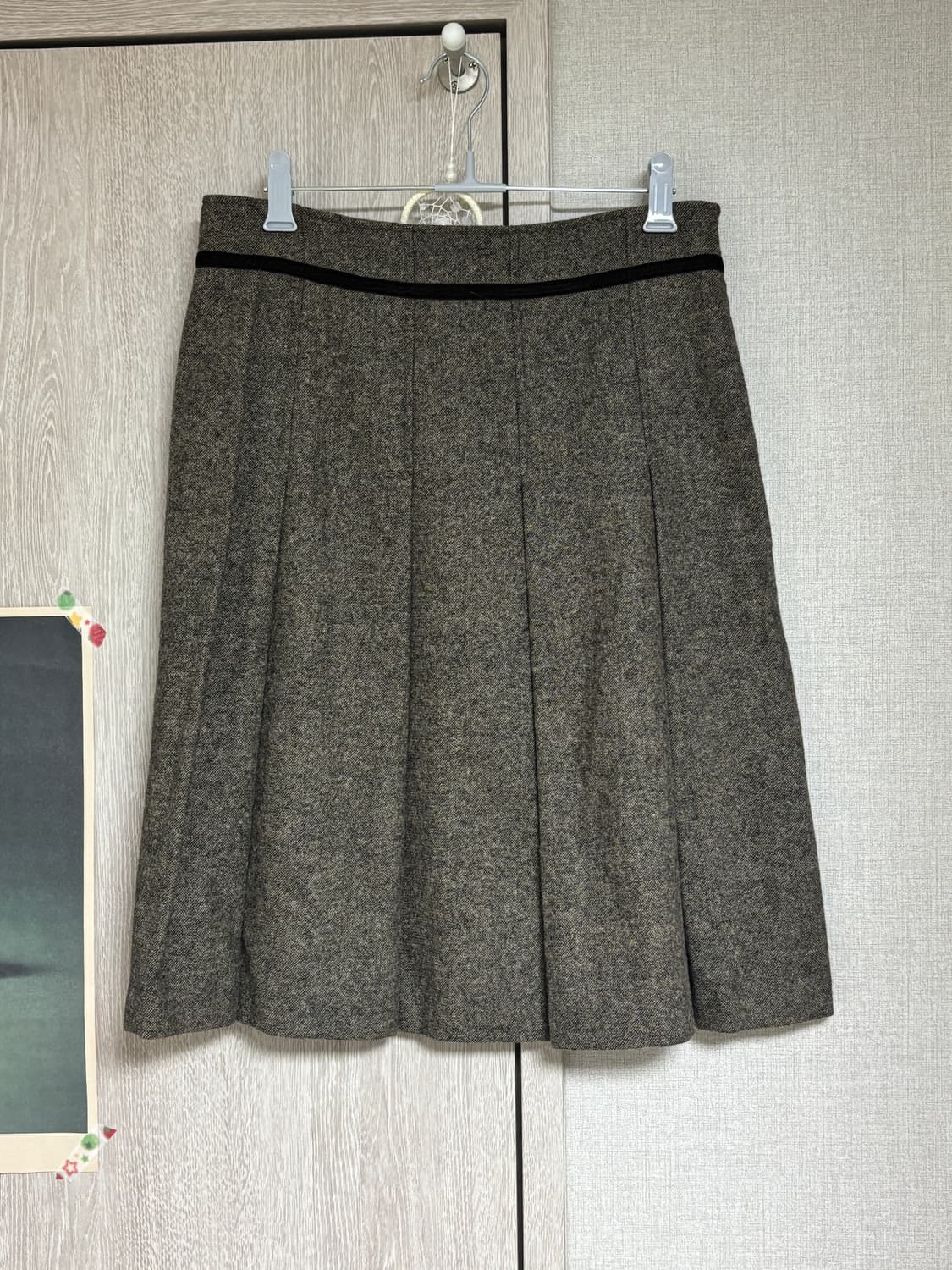 마루 빈티지 브라운 울 핀턱 미디 스커트 상품이미지3