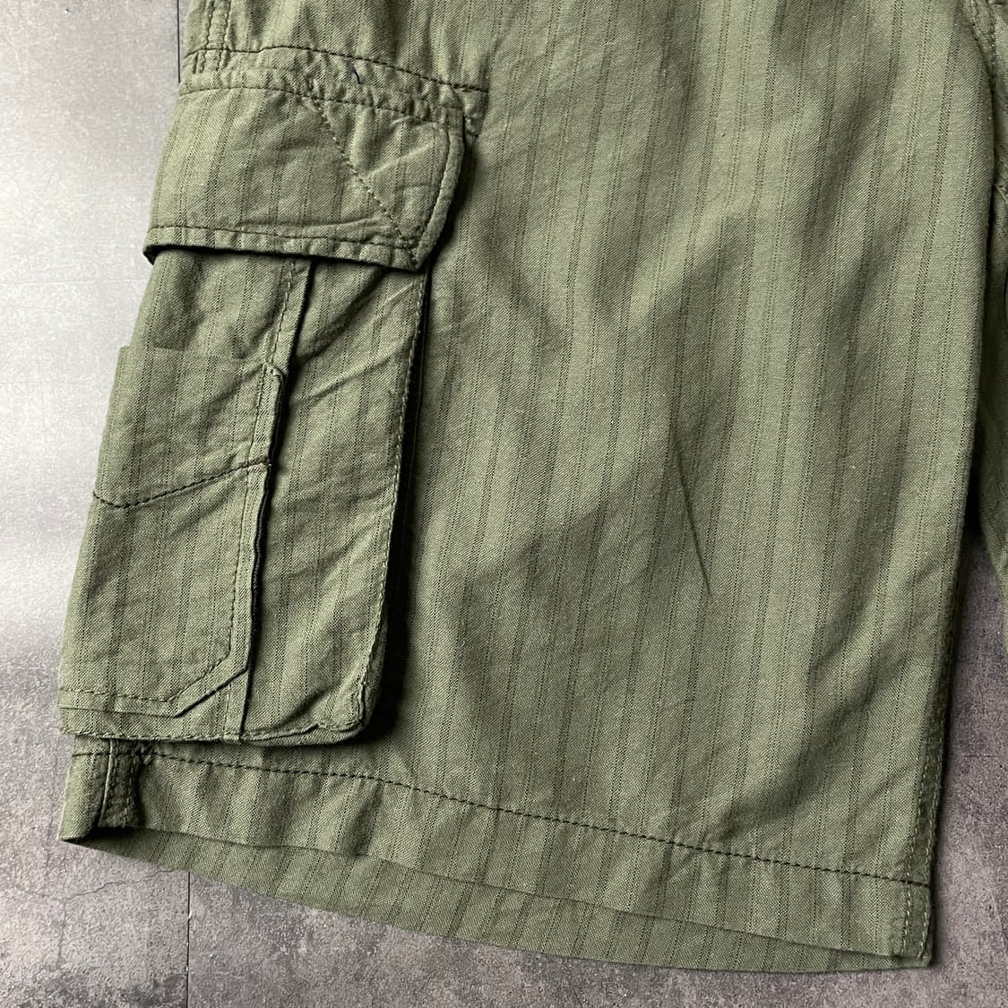 HUDSON 빈티지 카키 스트라이프 코튼 카고 하프 팬츠 A00762 상품이미지4