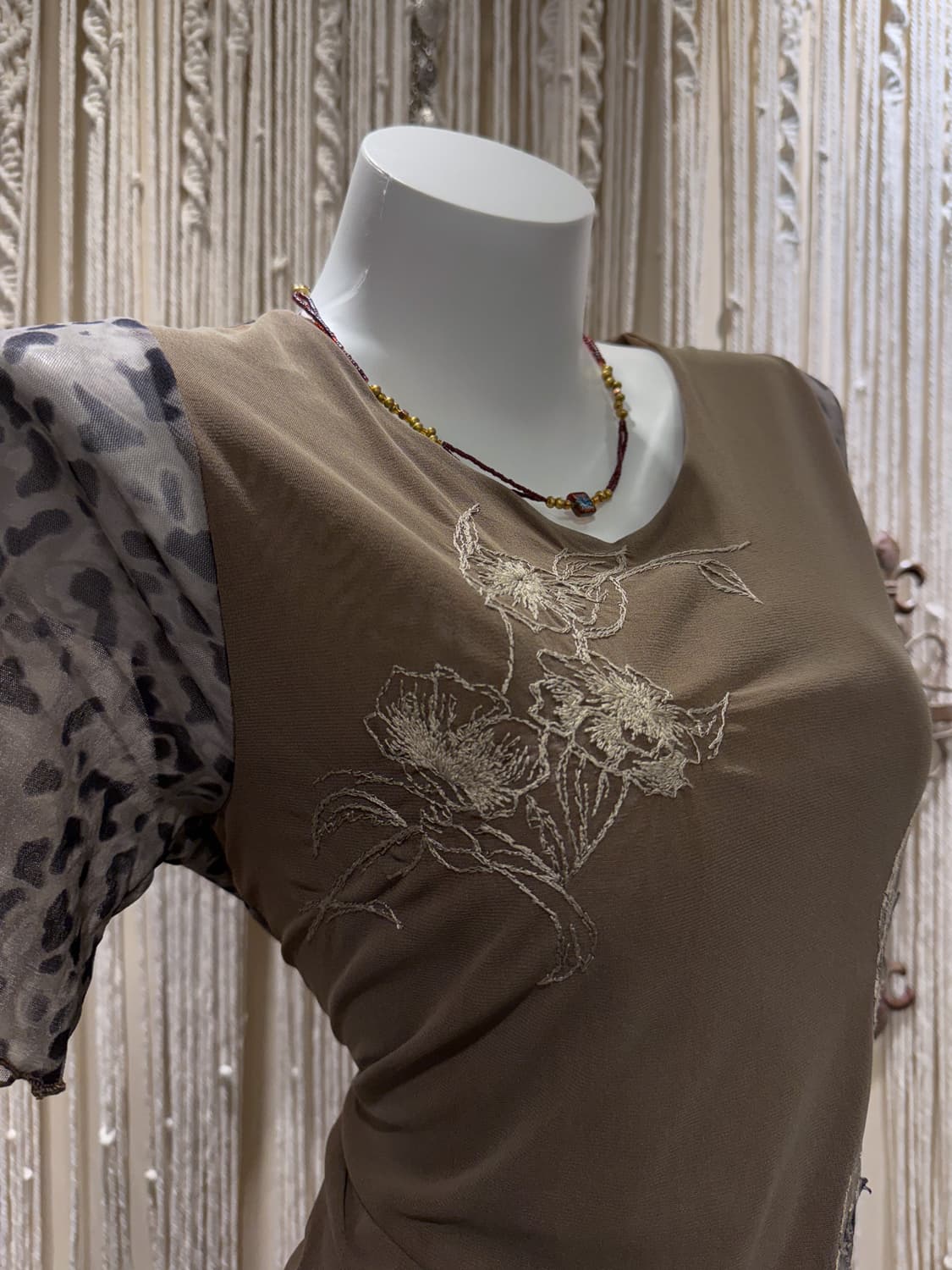 Leopard Embroidered Layered Top 0025 상품이미지2