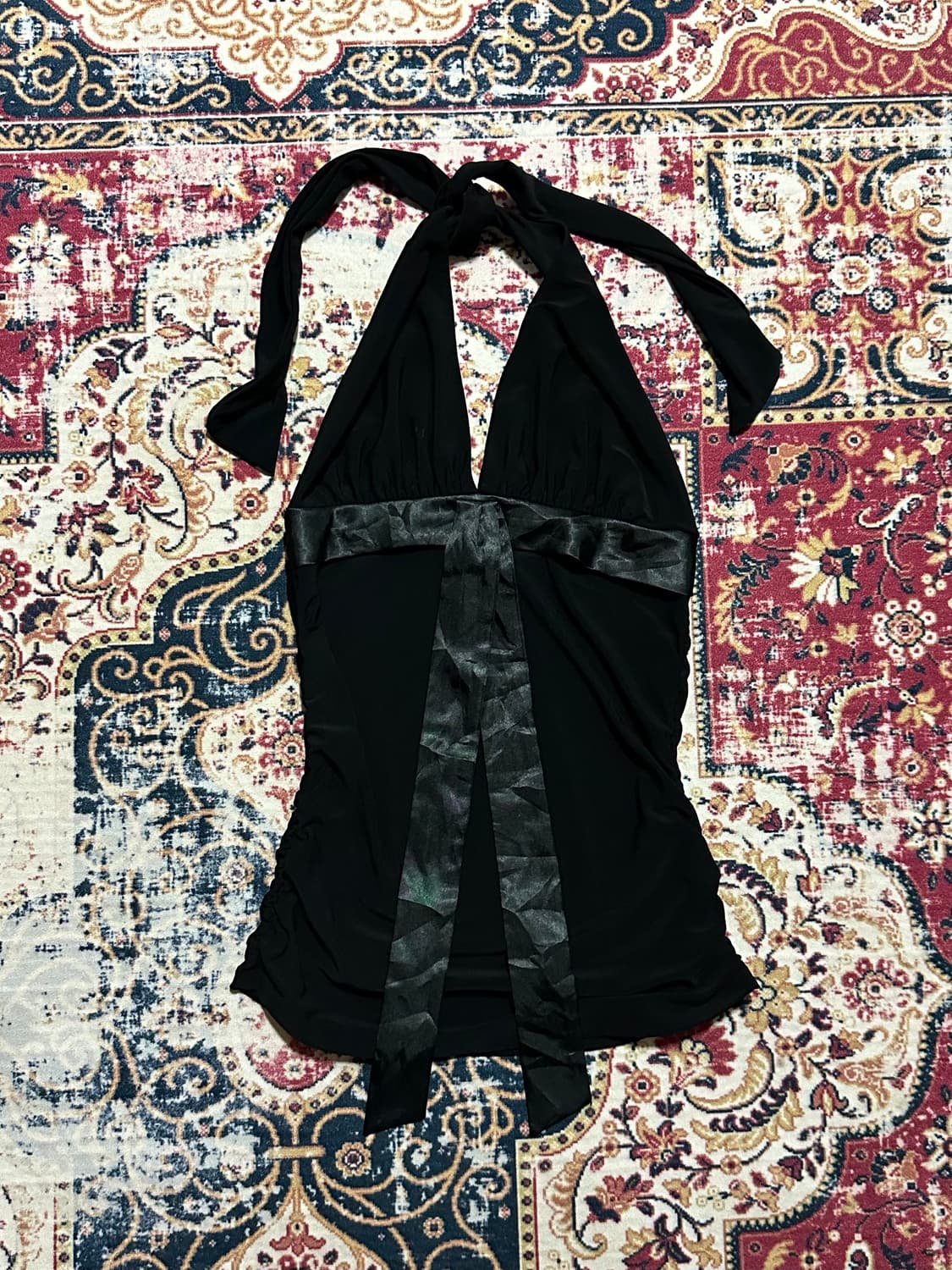 갸루 홀터넥 셔링 슬리브리스 상품이미지1