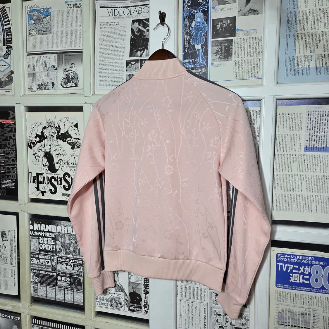 아디다스 딸기우유 핑크 차콜 자카드 져지 집업 상품이미지6