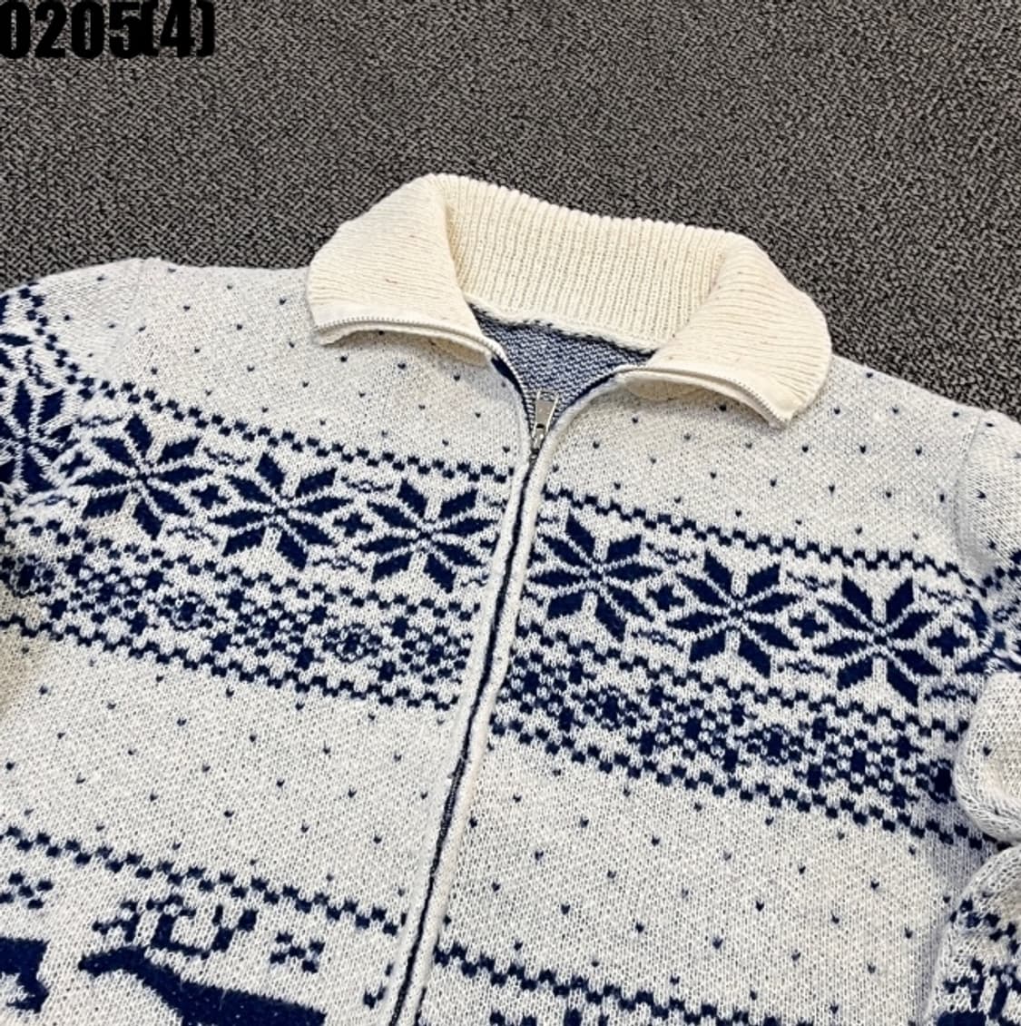 [실측확인] 노르딕 사슴 눈꽃 패턴 집업 니트 가디건 0205(4) 상품이미지2