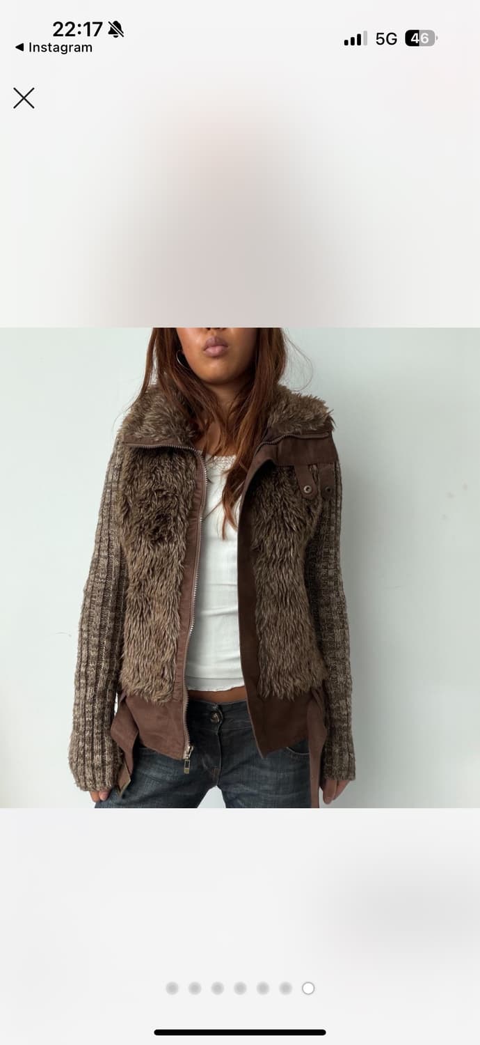 Vintage brown faux fur knit high neck  상품이미지6