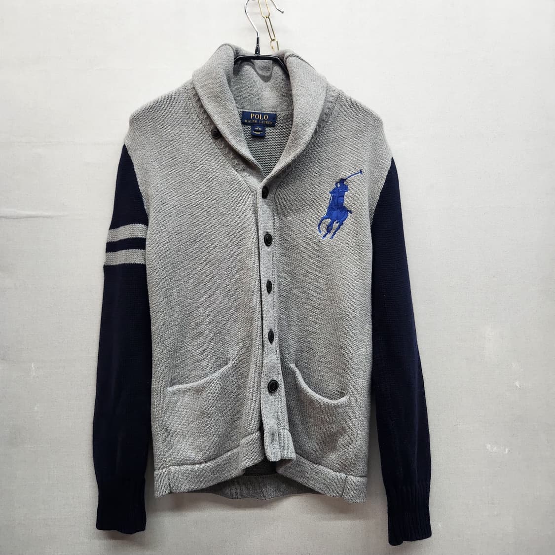 폴로랄프로렌 빅포니 자수 배색 숄카라 가디건 S 상품이미지1