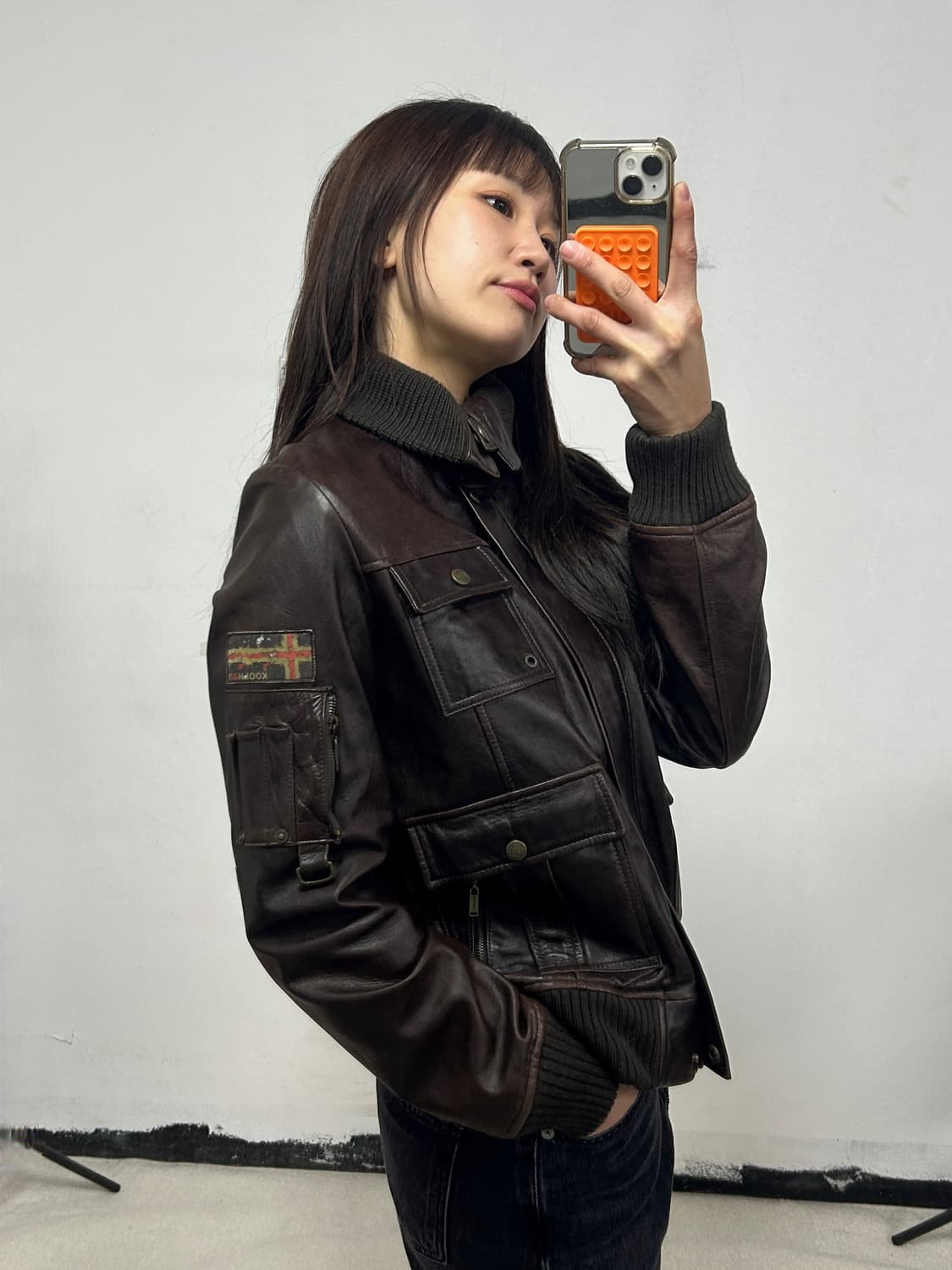 KOOLHAAS 가죽 봄버 자켓 다크브라운 상품이미지2