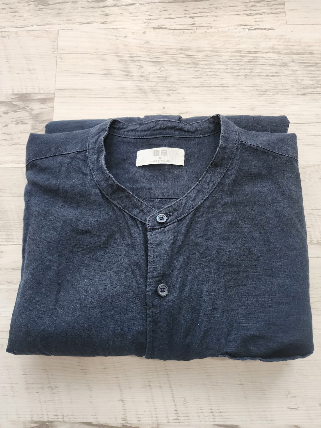유니클로 차이나 카라 셔츠 네이비 팜. XL 린렌 블렌디드 남방 티셔츠 상품이미지5