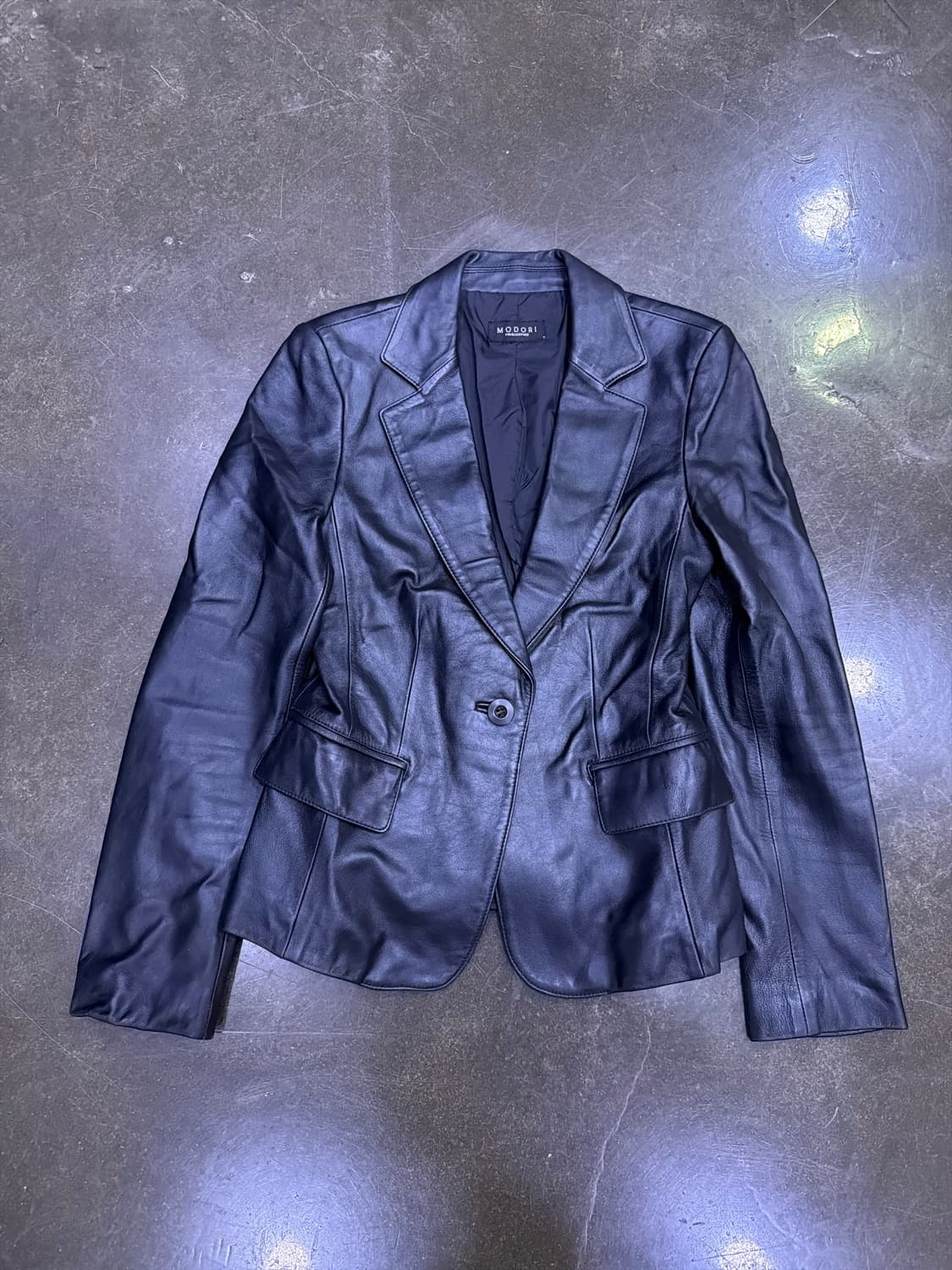 MODORI 양가죽 심플 싱글 원버튼 레더자켓 M 상품이미지1