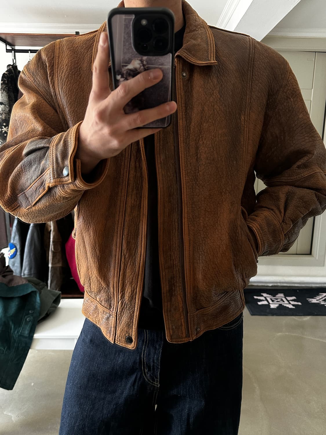 재패니즈 헤비 에이징 레더자켓 상품이미지4