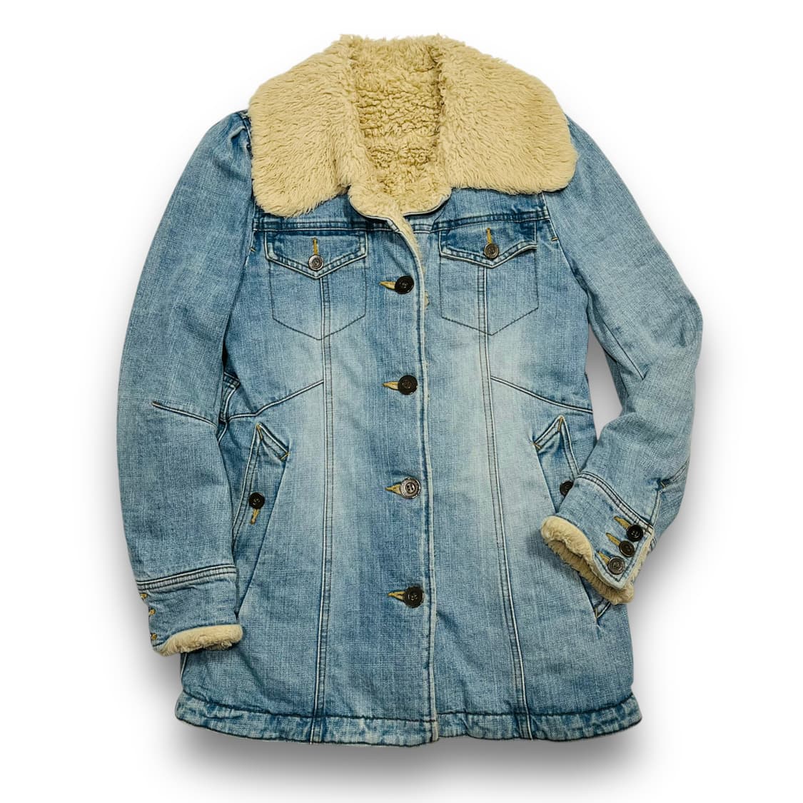 히스테릭 글래머 데님 워시드 슬리브 셰르파 코트 상품이미지2