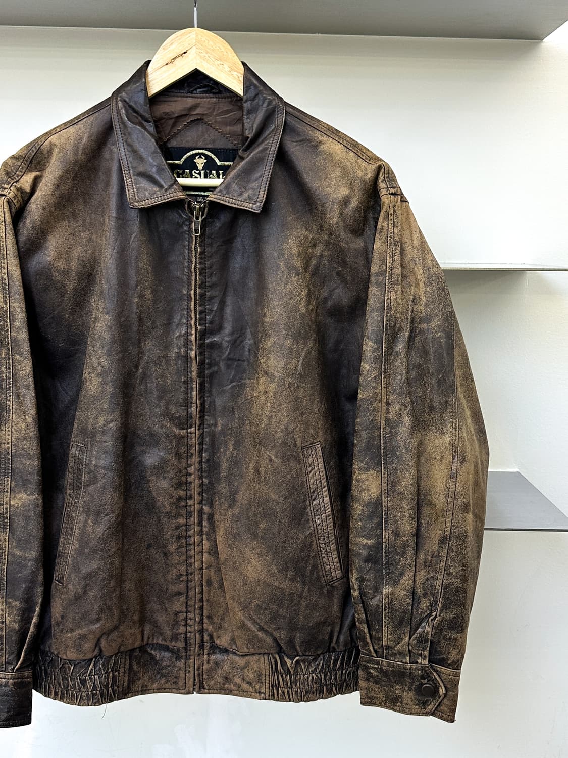 캐쥬얼 레더 페이디드 레더 집업 자켓 상품이미지2