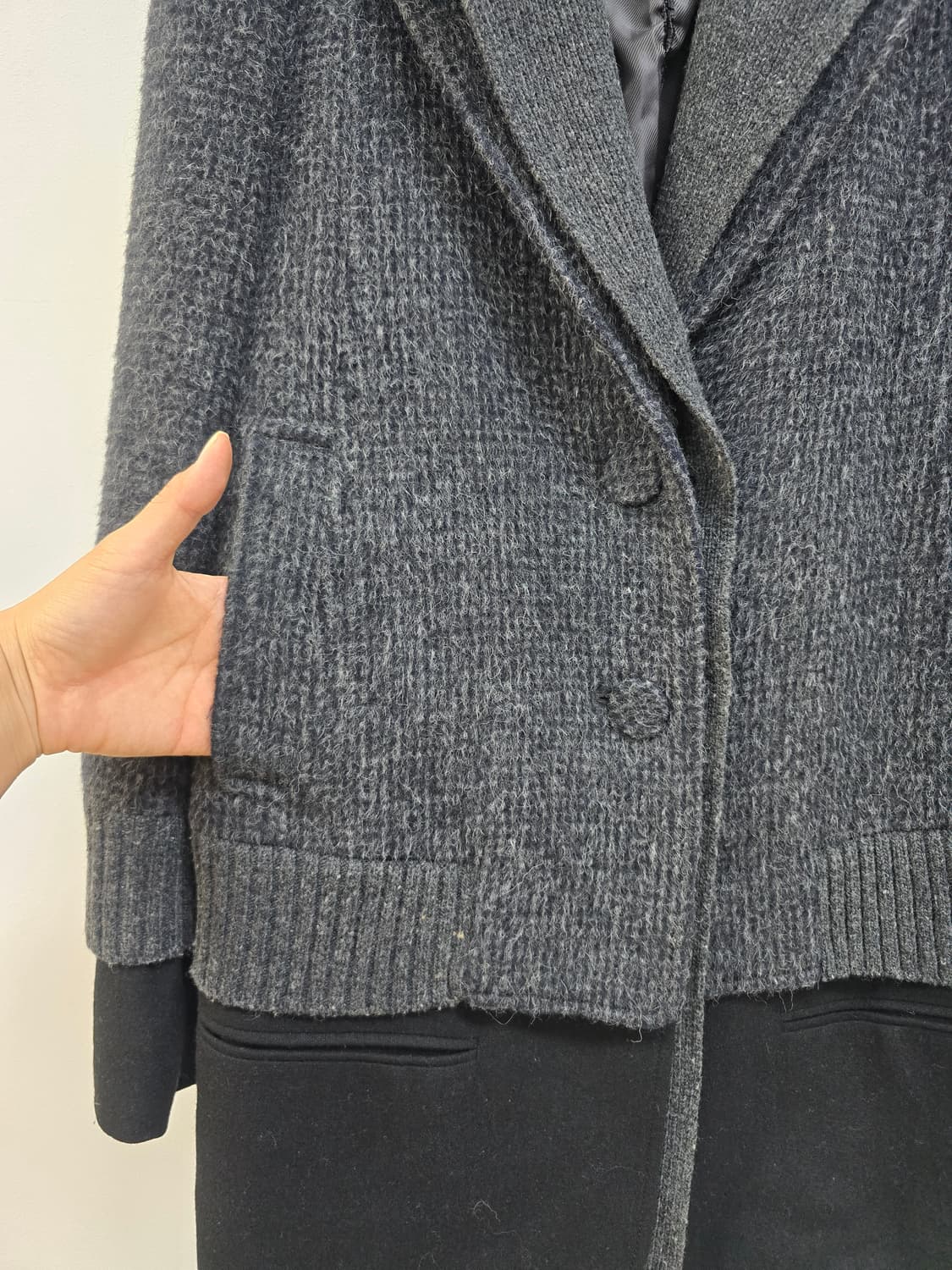 한섬 시스템 이중니트카라 트위드 겨울 자켓 상품이미지6